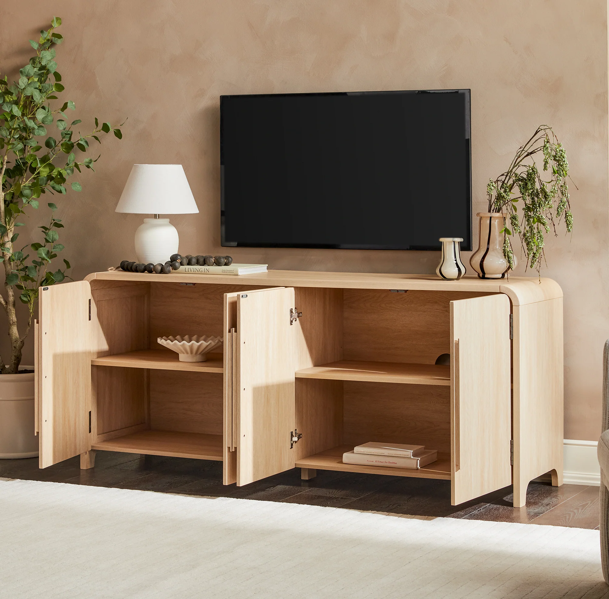 Chantelle Modern Curved Buffet Sideboard and TV Stand - Image 7