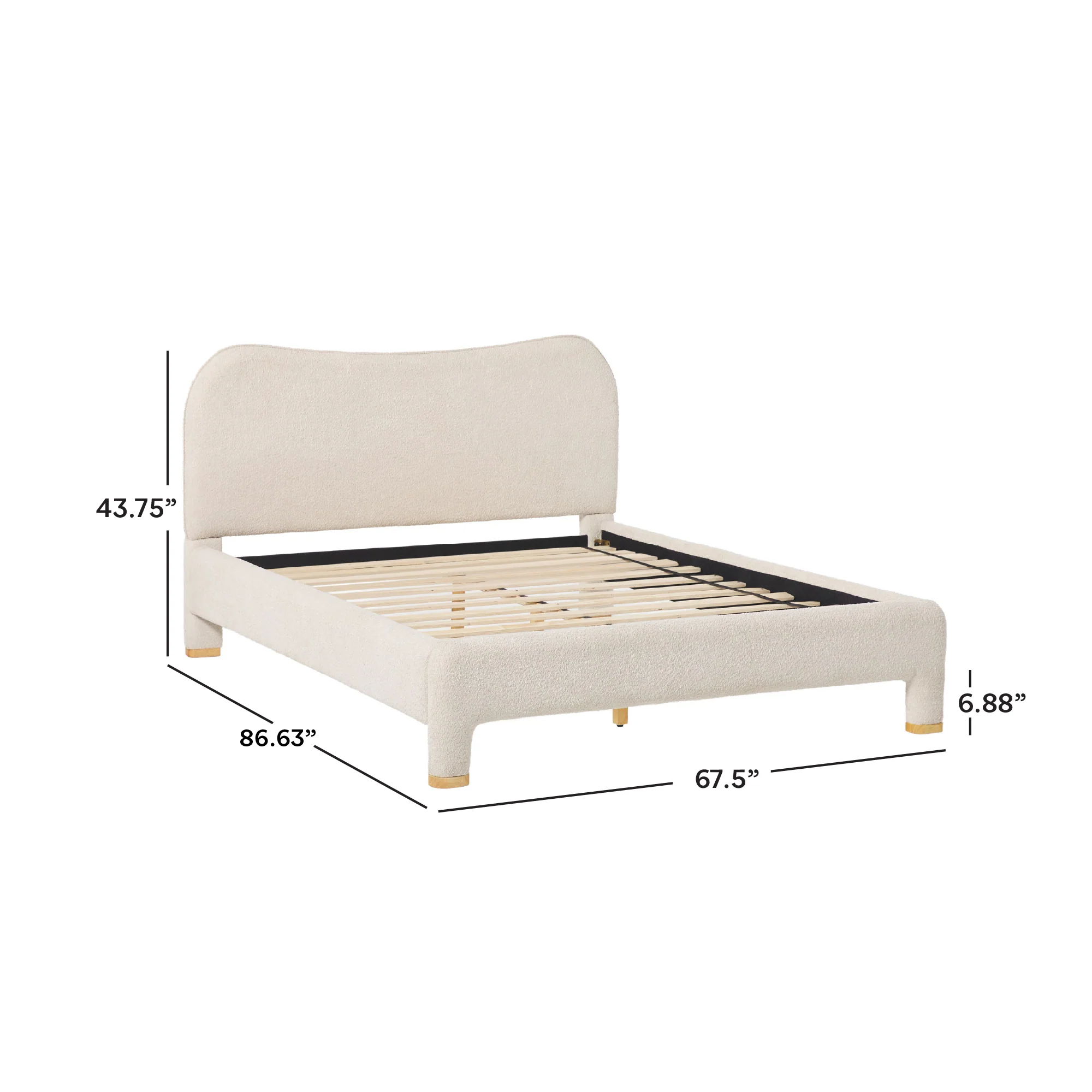 Chantelle Modern Curved Boucle Upholstered Bedframe - Image 16