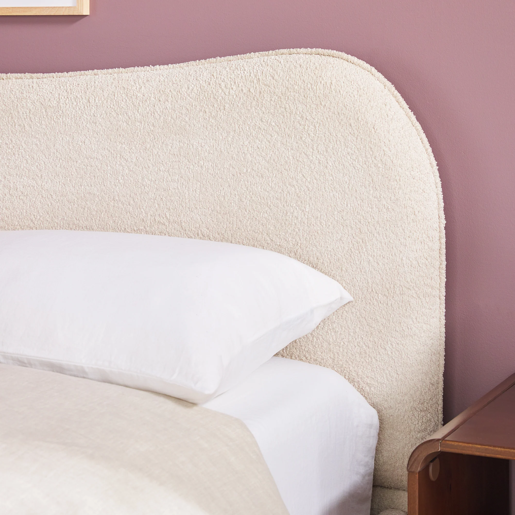 Chantelle Modern Curved Boucle Upholstered Bedframe - Image 18