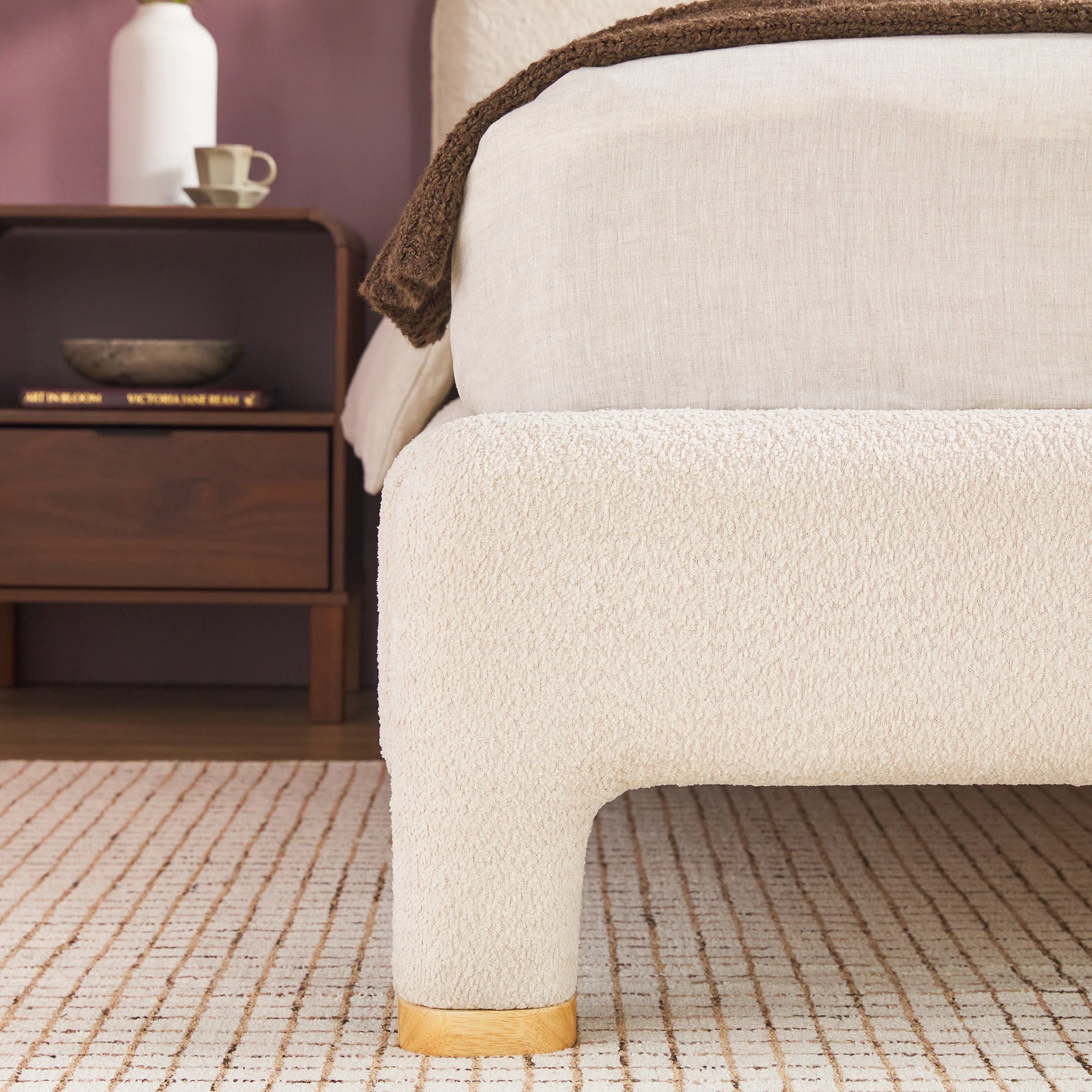 Chantelle Modern Curved Boucle Upholstered Bedframe - Image 20