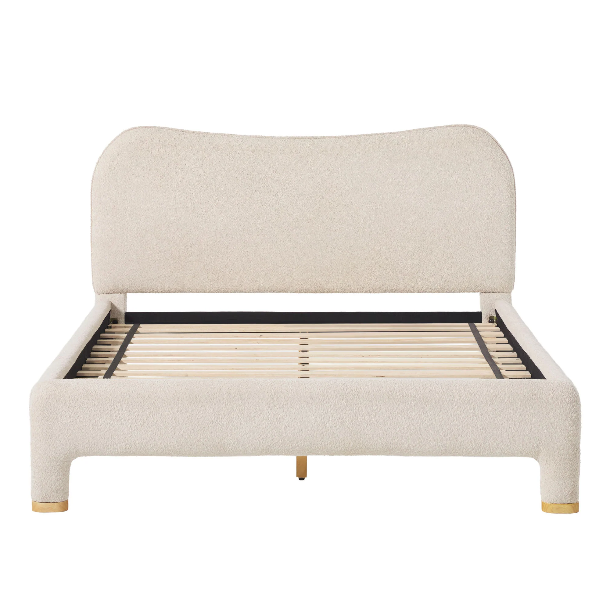 Chantelle Modern Curved Boucle Upholstered Bedframe - Image 22