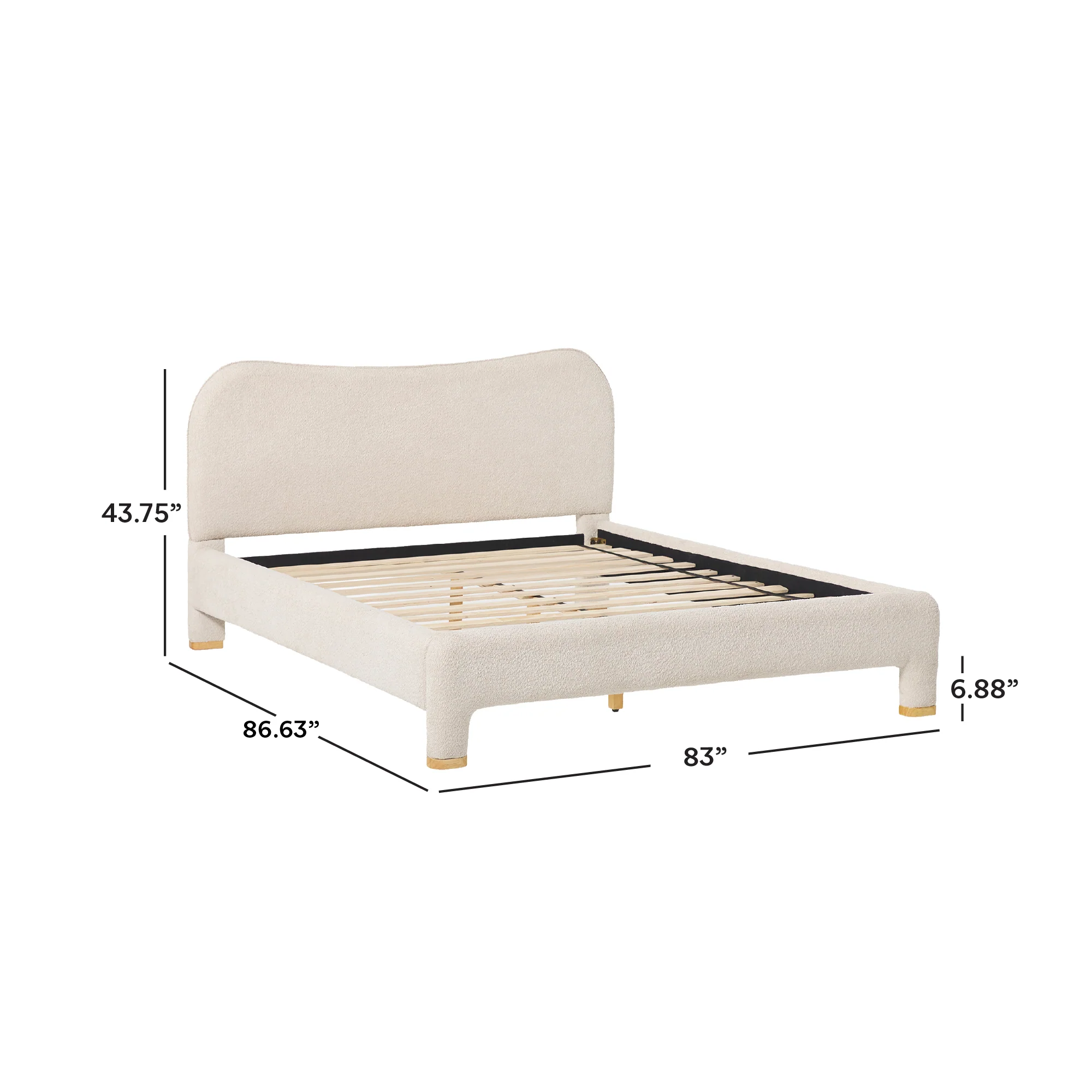 Chantelle Modern Curved Boucle Upholstered Bedframe - Image 5