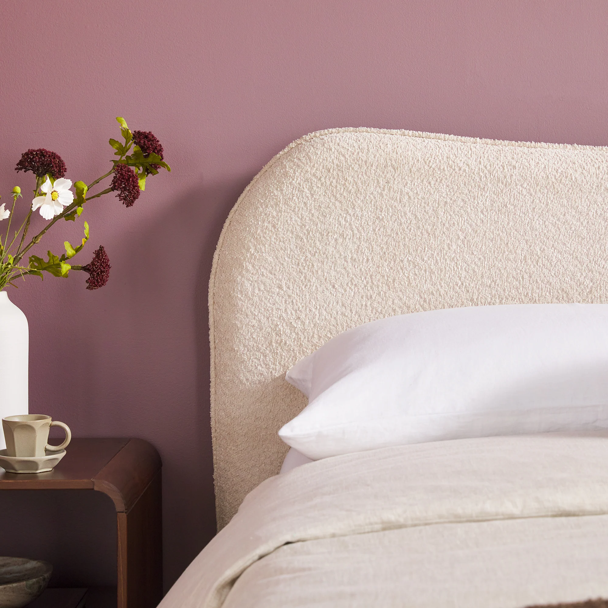 Chantelle Modern Curved Boucle Upholstered Bedframe - Image 7