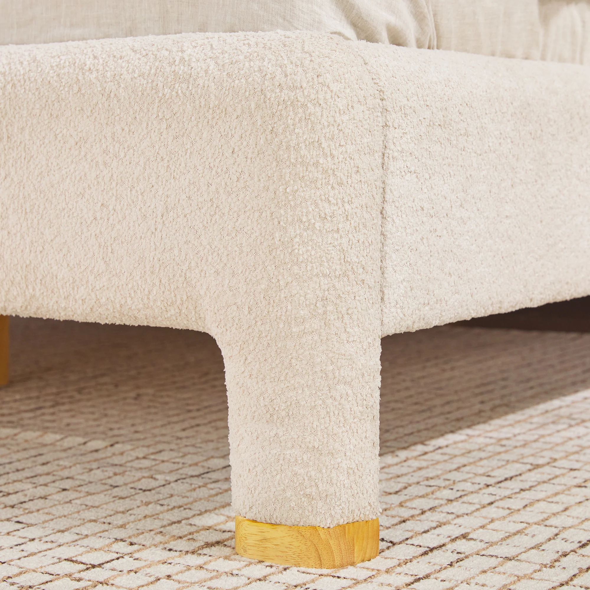 Chantelle Modern Curved Boucle Upholstered Bedframe - Image 9