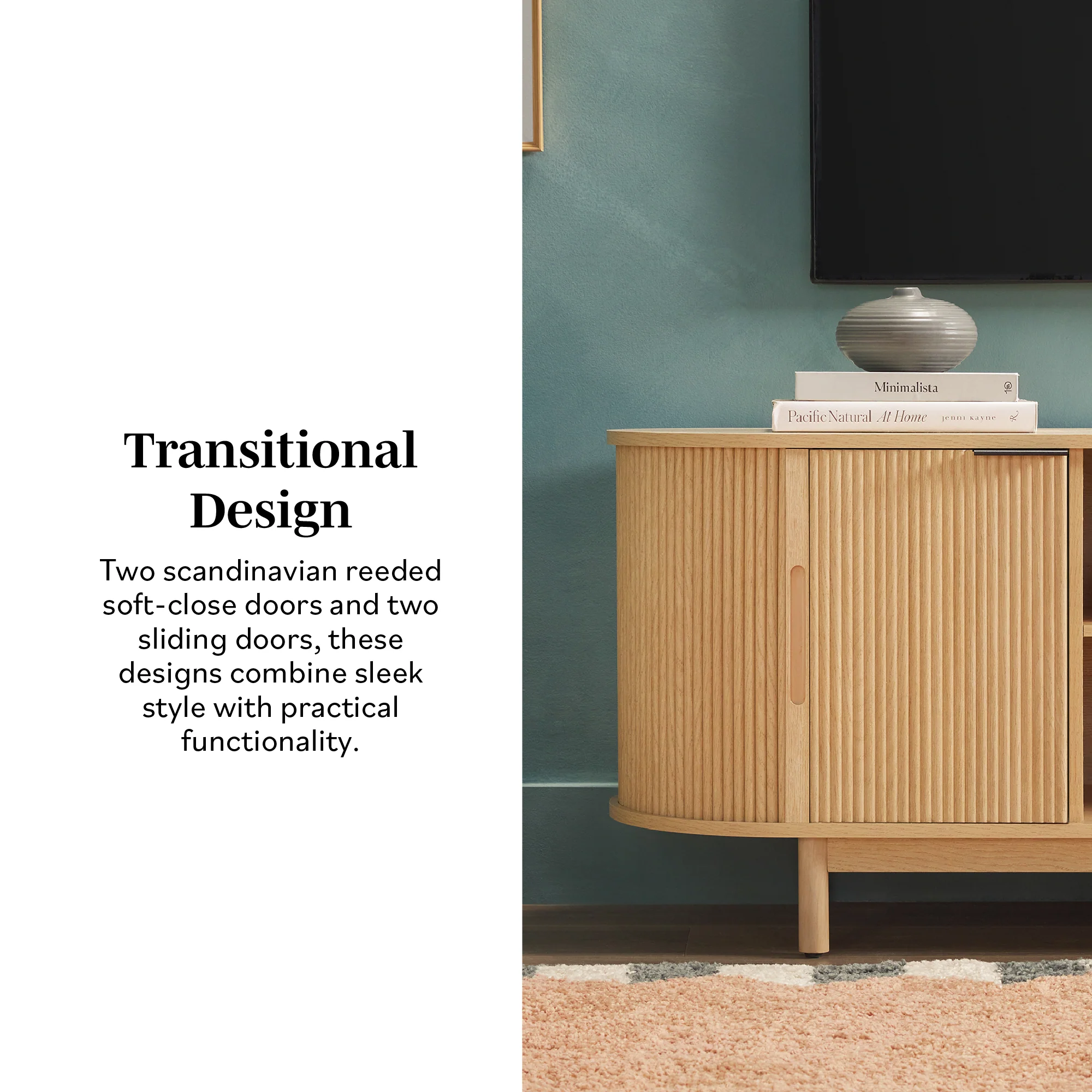 Chloe Modern Reeded TV Stand - Image 4