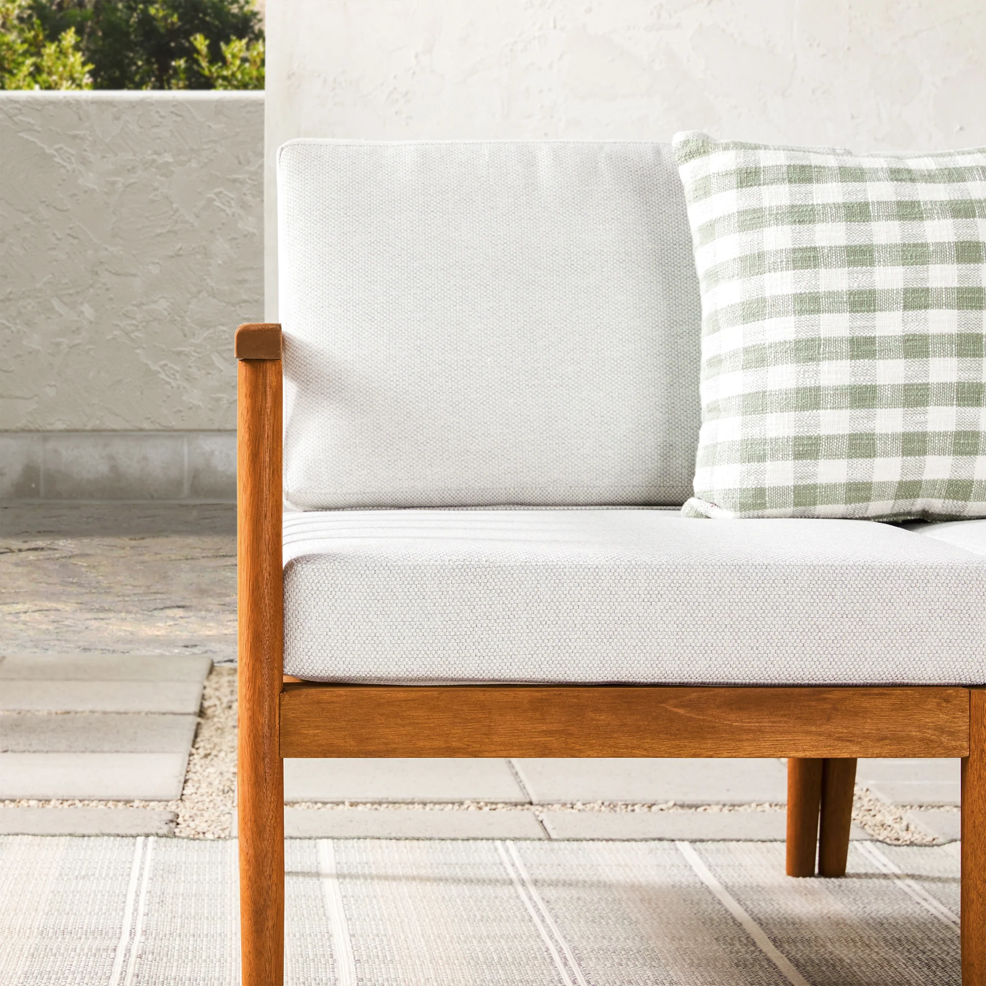 Modern 3-Piece Spindle Solid Wood Outdoor L-Shaped Sectional Set - Image 4