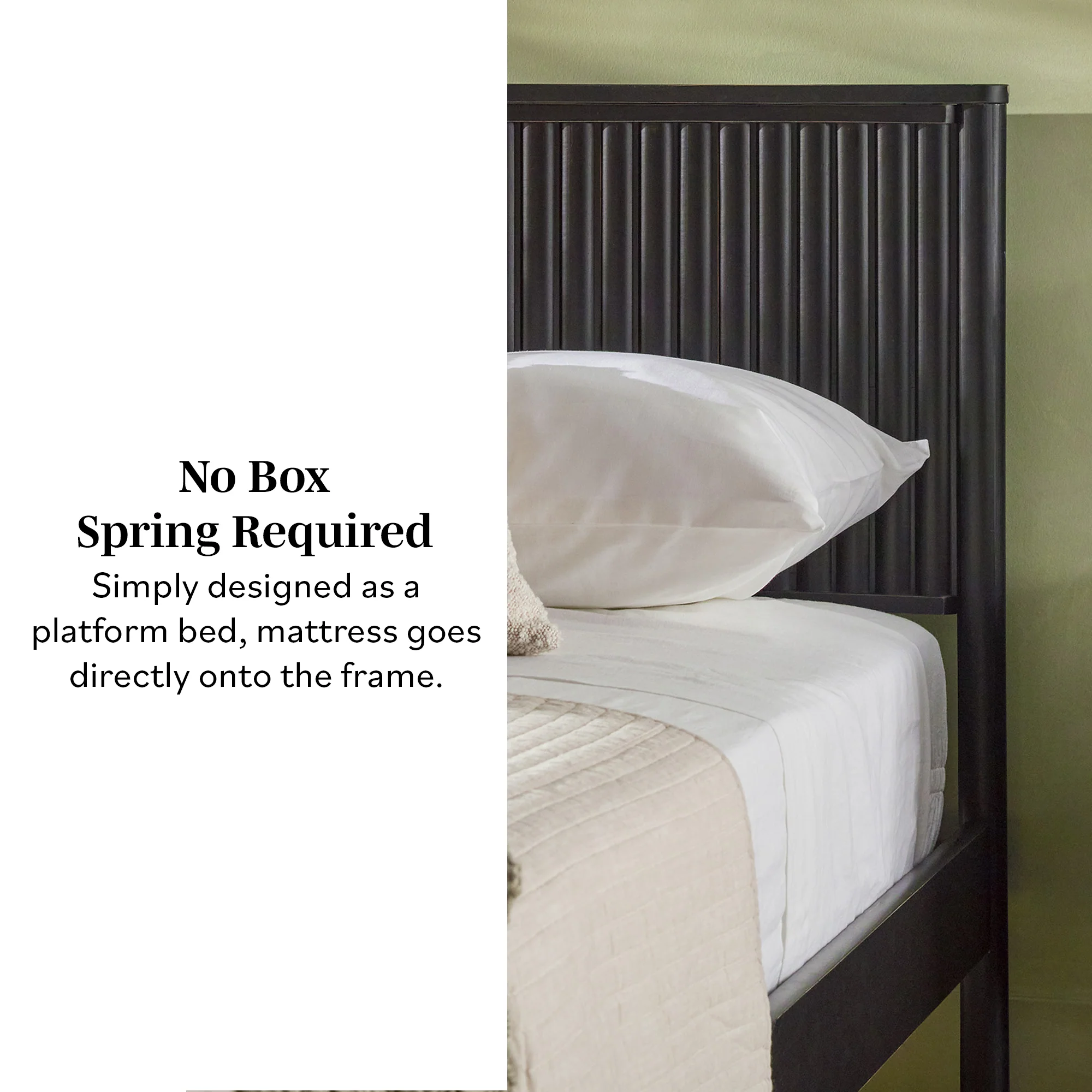 Paris Contemporary Reeded Headboard Solid Wood Bed - Image 4