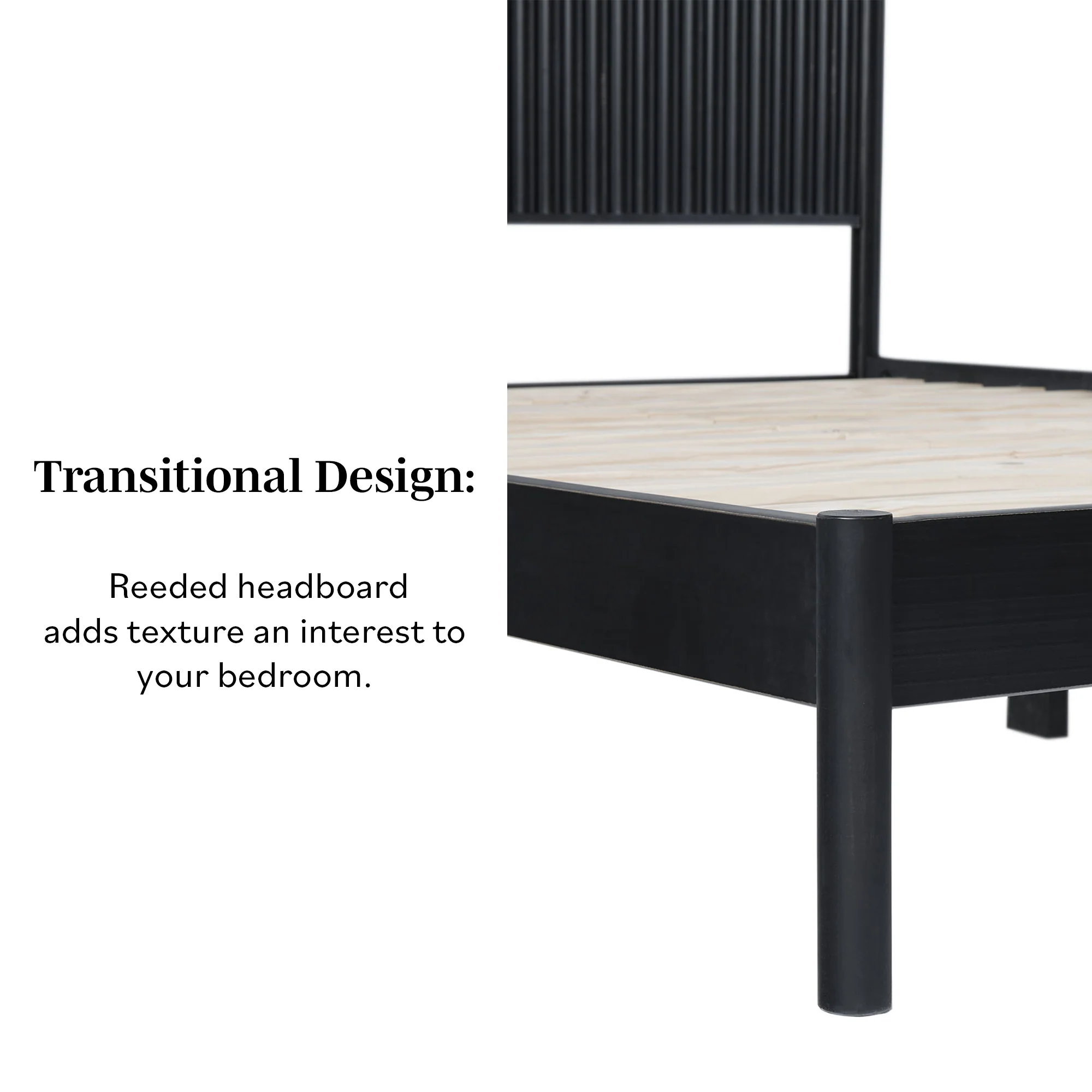 Paris Contemporary Reeded Headboard Solid Wood Bed - Image 7