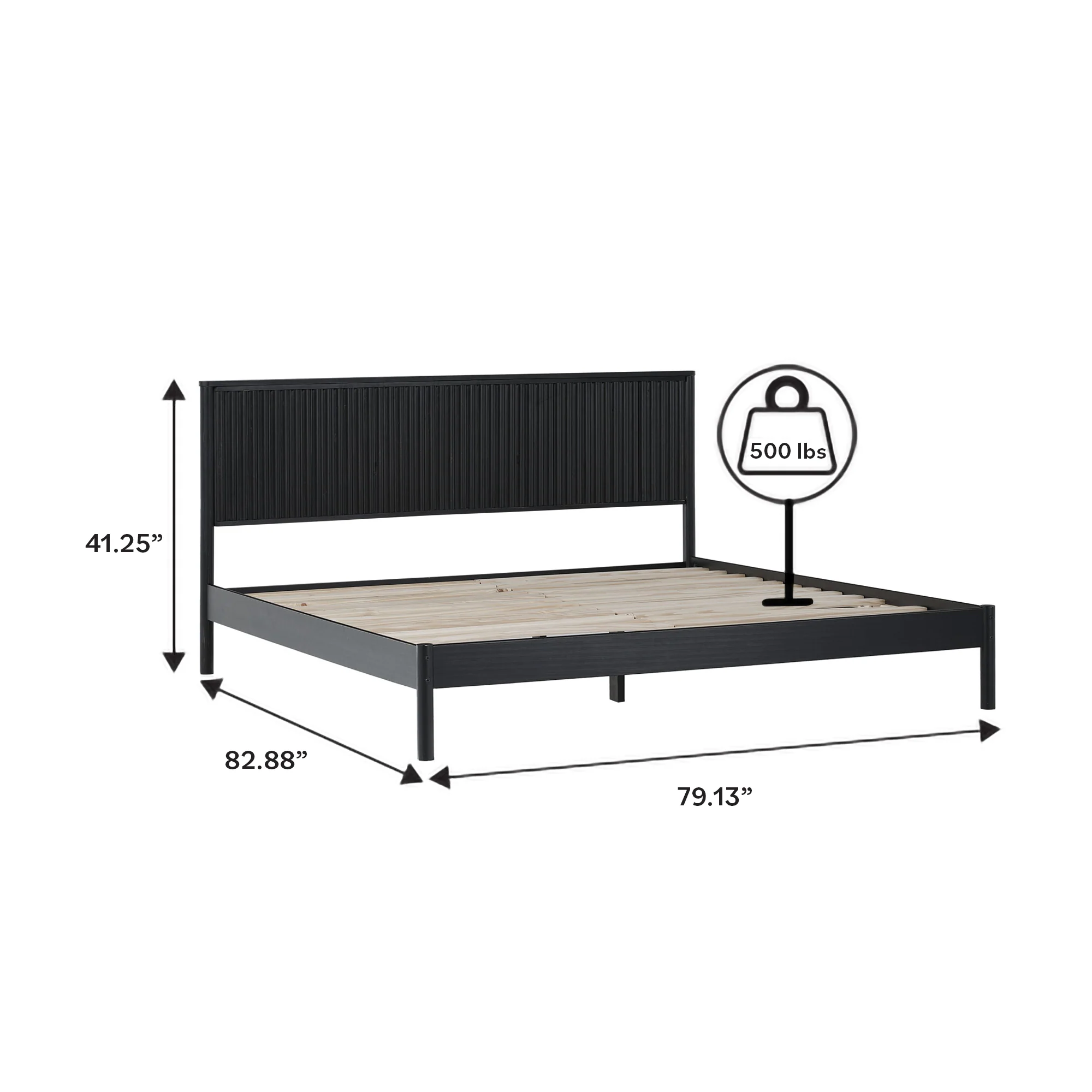 Paris Contemporary Reeded Headboard Solid Wood Bed - Image 9