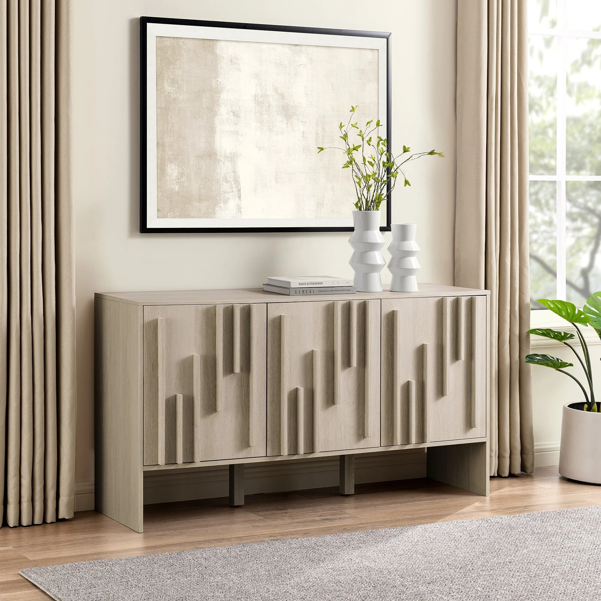 Silas Contemporary Wood Detailed-Door Sideboard / TV Stand - Image 6