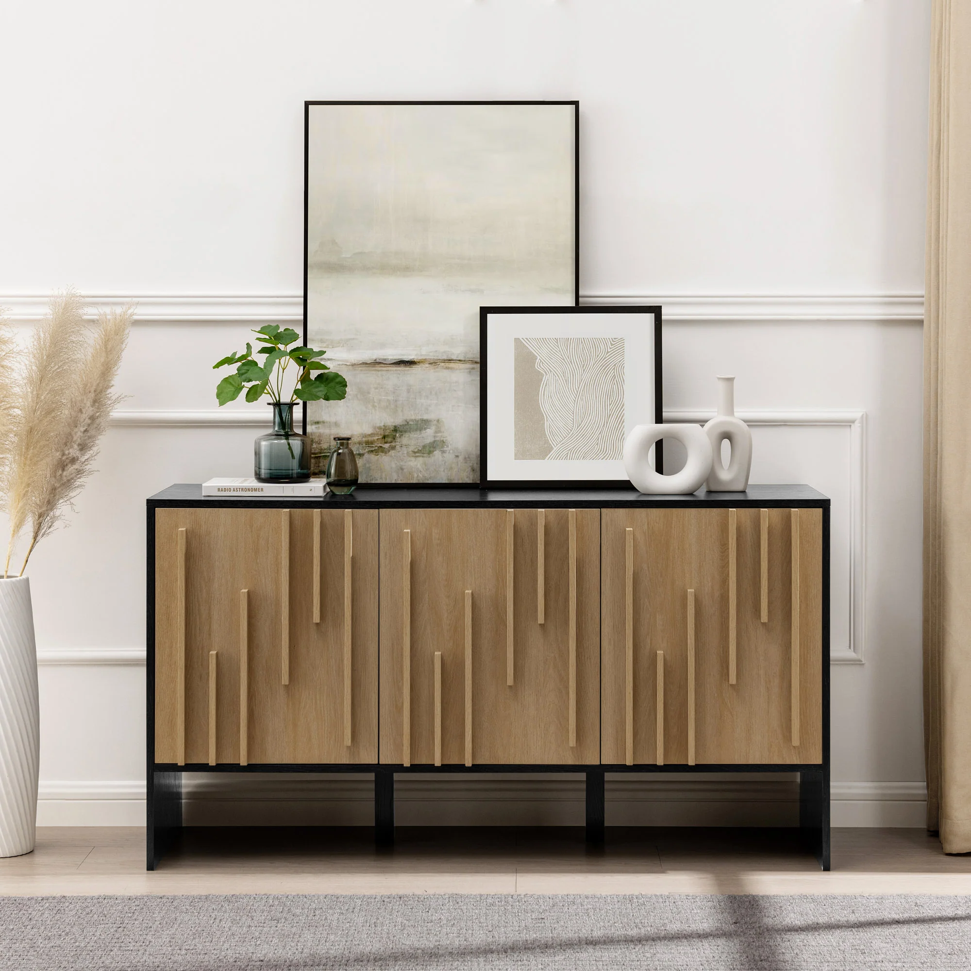 Silas Contemporary Wood Detailed-Door Sideboard / TV Stand - Image 9
