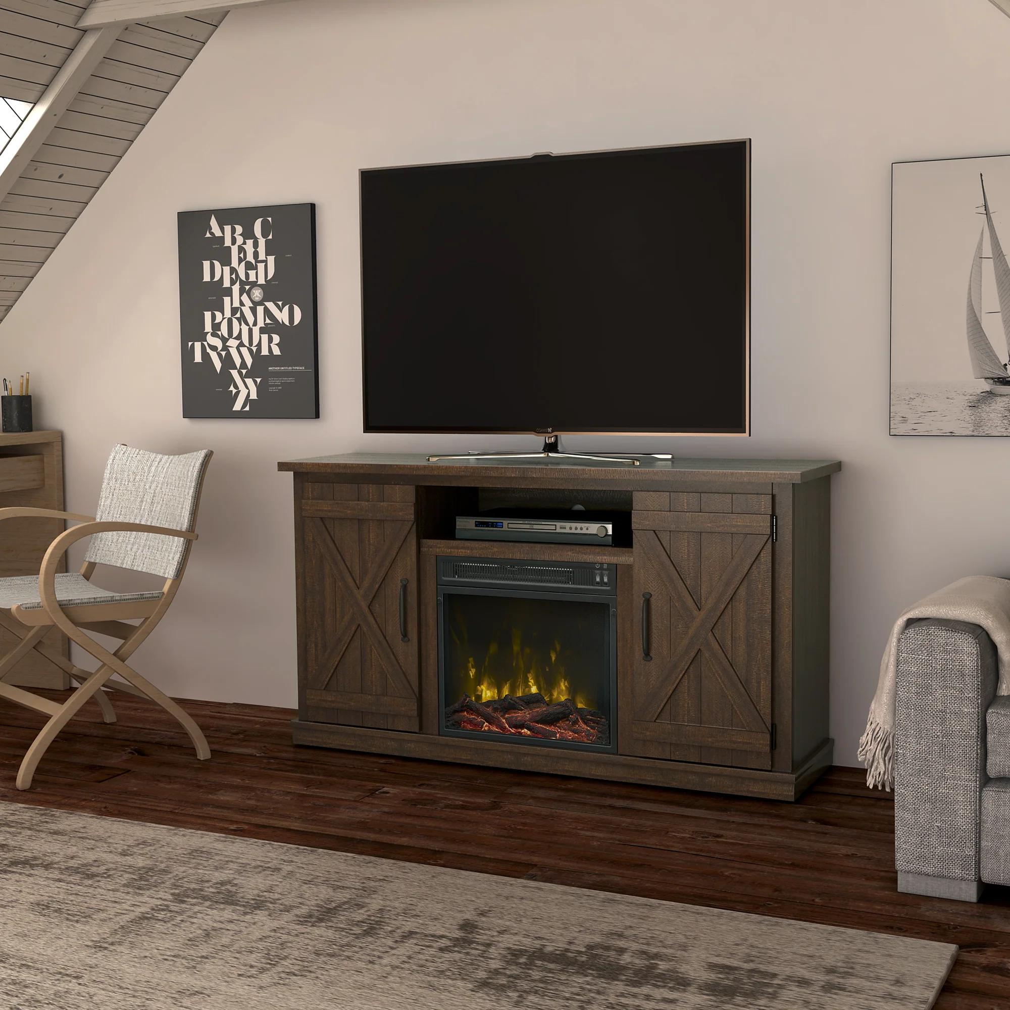 Cottonwood Electric Fireplace TV Stand Media Console - Image 4