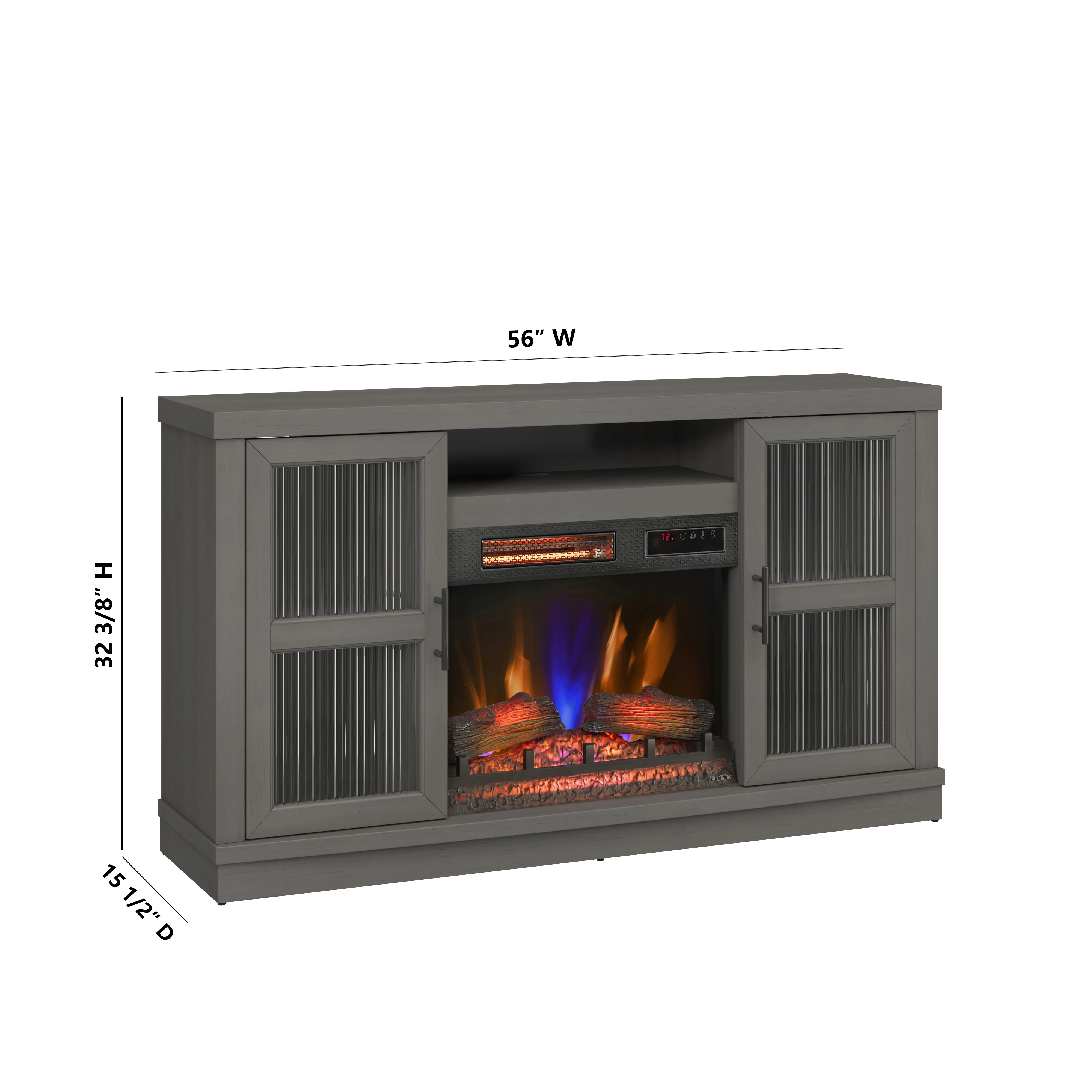 duraflame® Reeded Glass Door Electric Fireplace TV Stand Media Console - Image 5