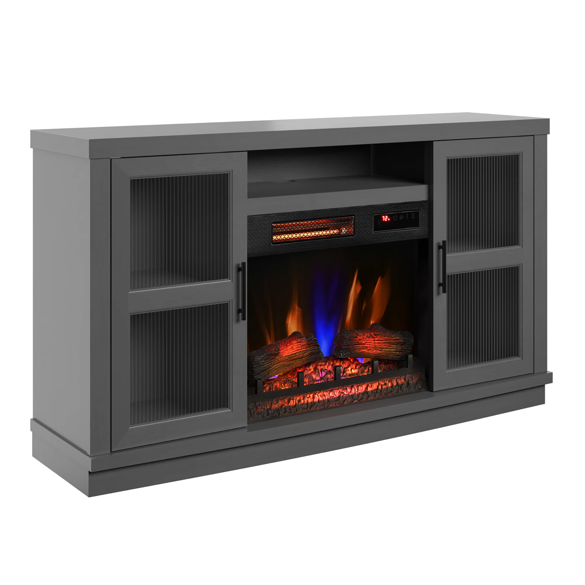 duraflame® Reeded Glass Door Electric Fireplace TV Stand Media Console - Image 7