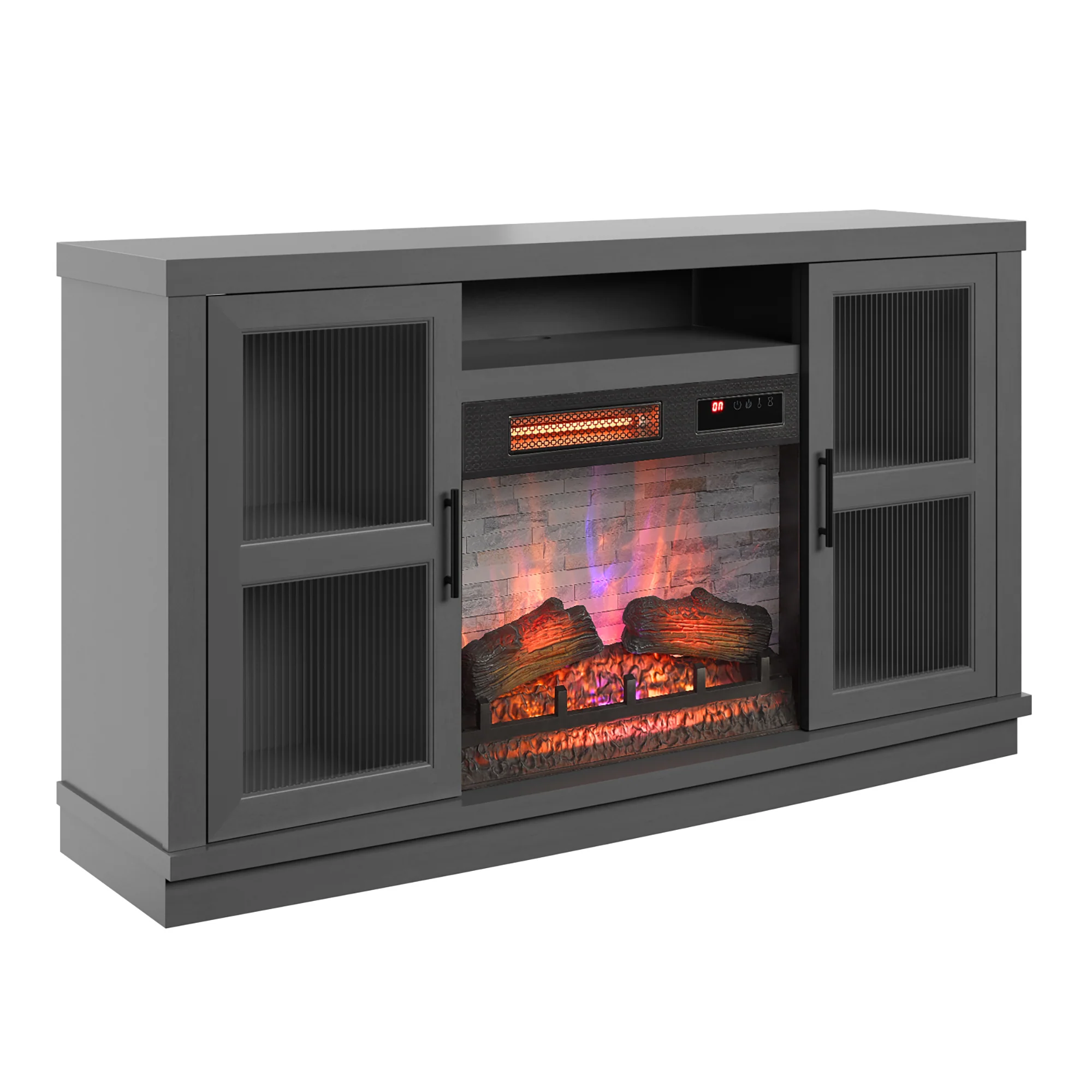 duraflame® Reeded Glass Door Electric Fireplace TV Stand Media Console - Image 8