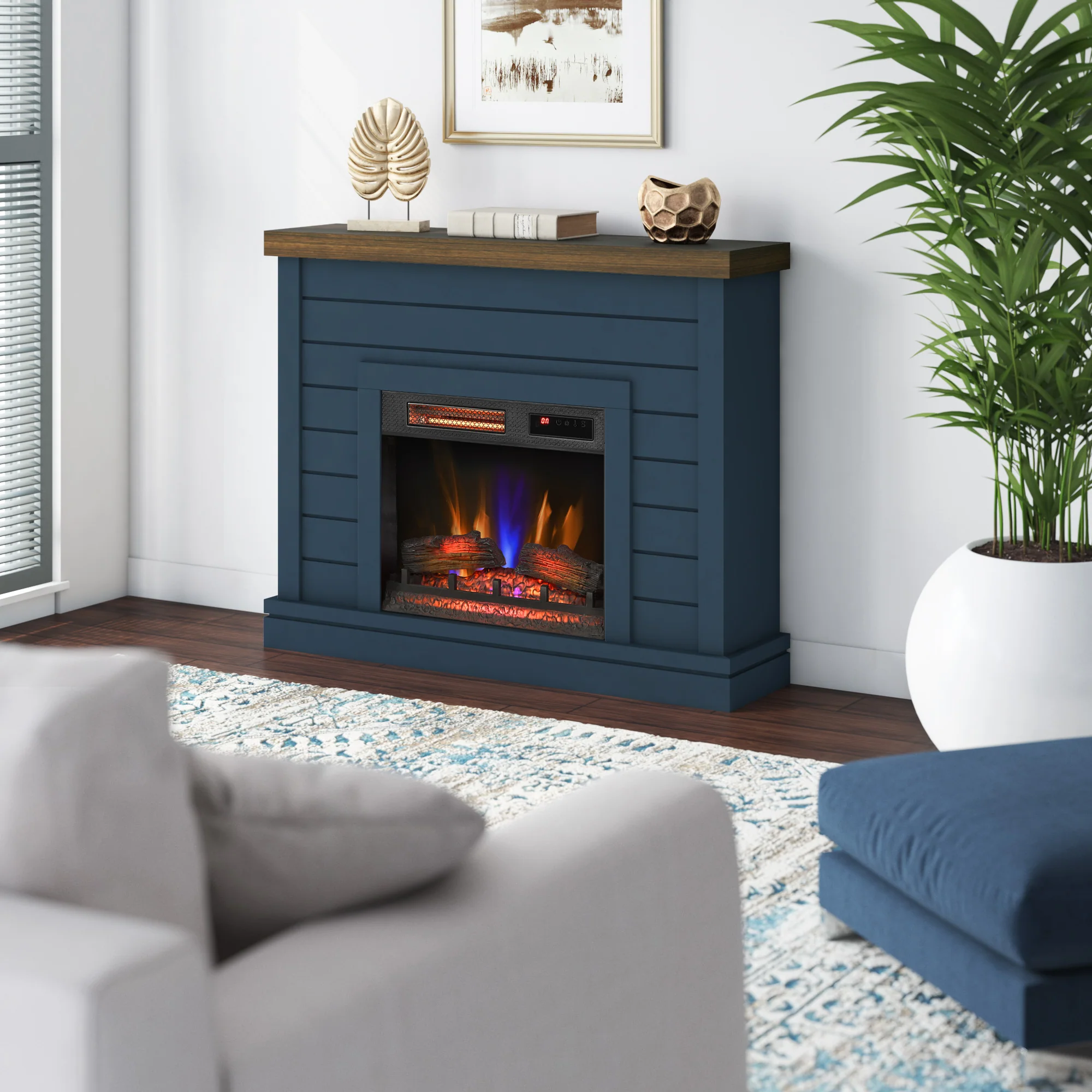 duraflame® Farmhouse Shiplap Electric Fireplace Wall Mantel - Image 14