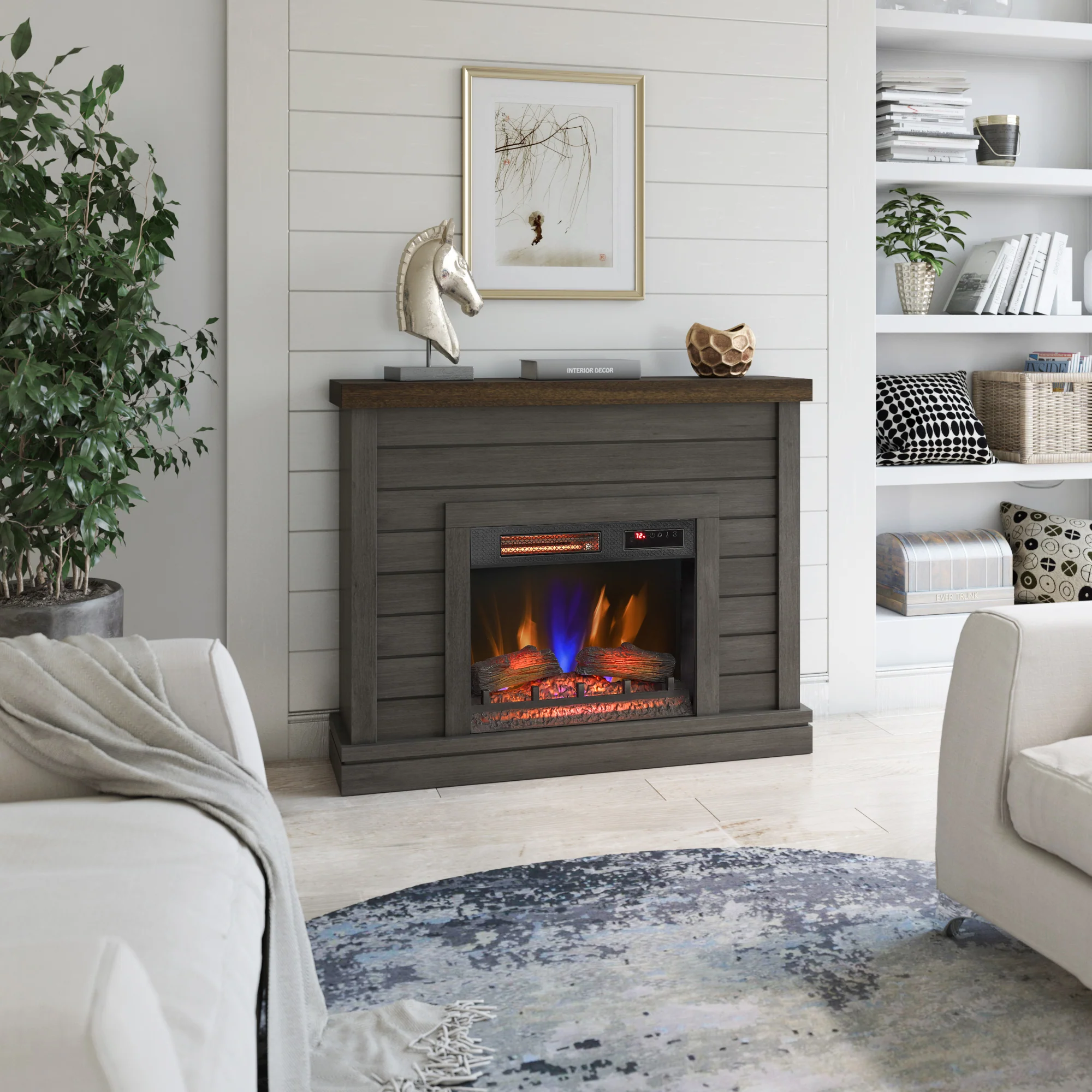 duraflame® Farmhouse Shiplap Electric Fireplace Wall Mantel - Image 25