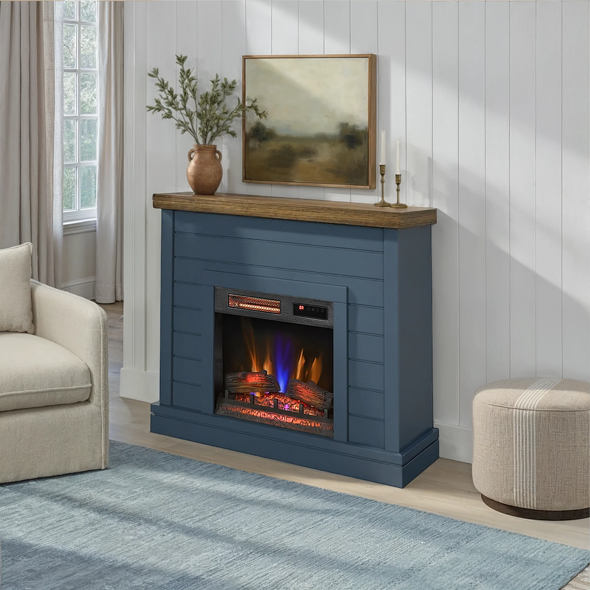 duraflame® Farmhouse Shiplap Electric Fireplace Wall Mantel - Image 3