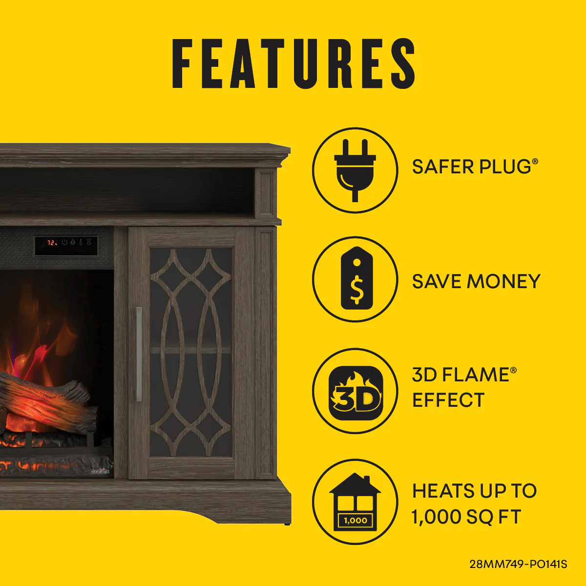 duraflame® Modern Farmhouse Electric Infrared Fireplace TV Stand Media Console with Remote - Image 3