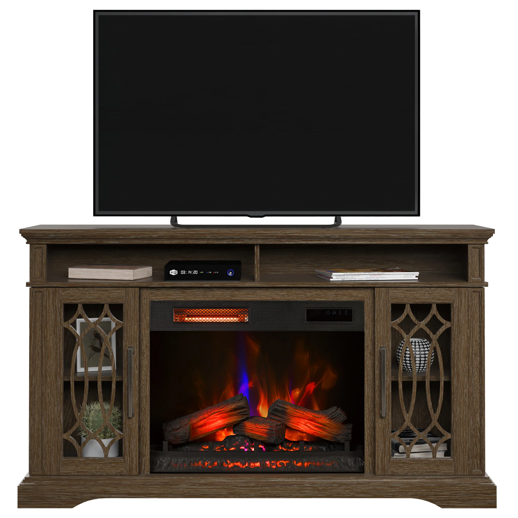 duraflame® Modern Farmhouse Electric Infrared Fireplace TV Stand Media Console with Remote - Image 9