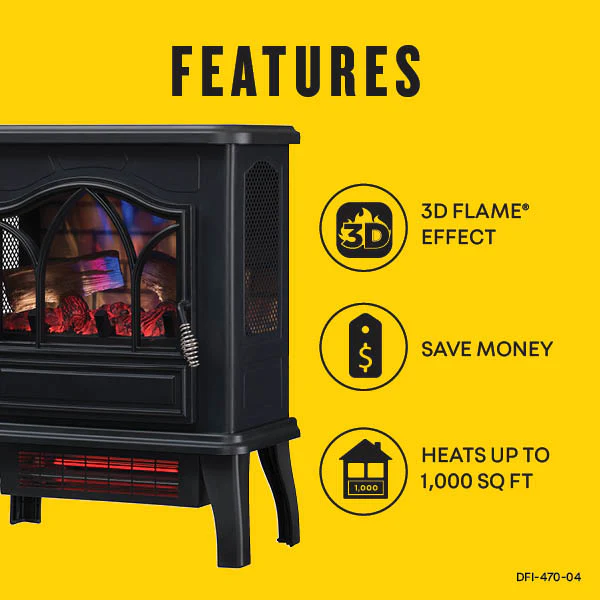 duraflame® 3D Flame Effect Electric Infrared Portable Fireplace Stove Heater - Image 14