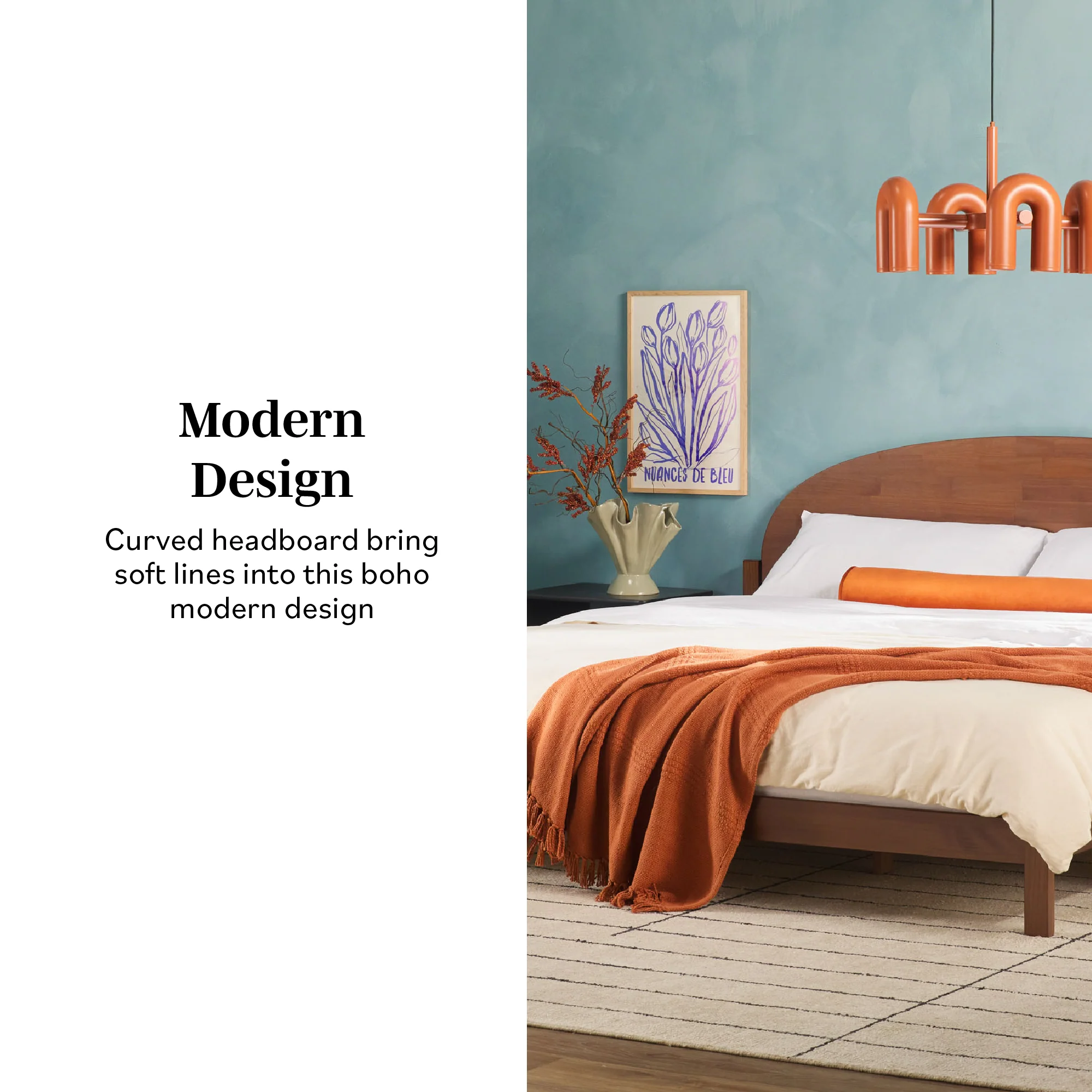 Elias Solid Wood Bed with Arched Headboard - Image 14