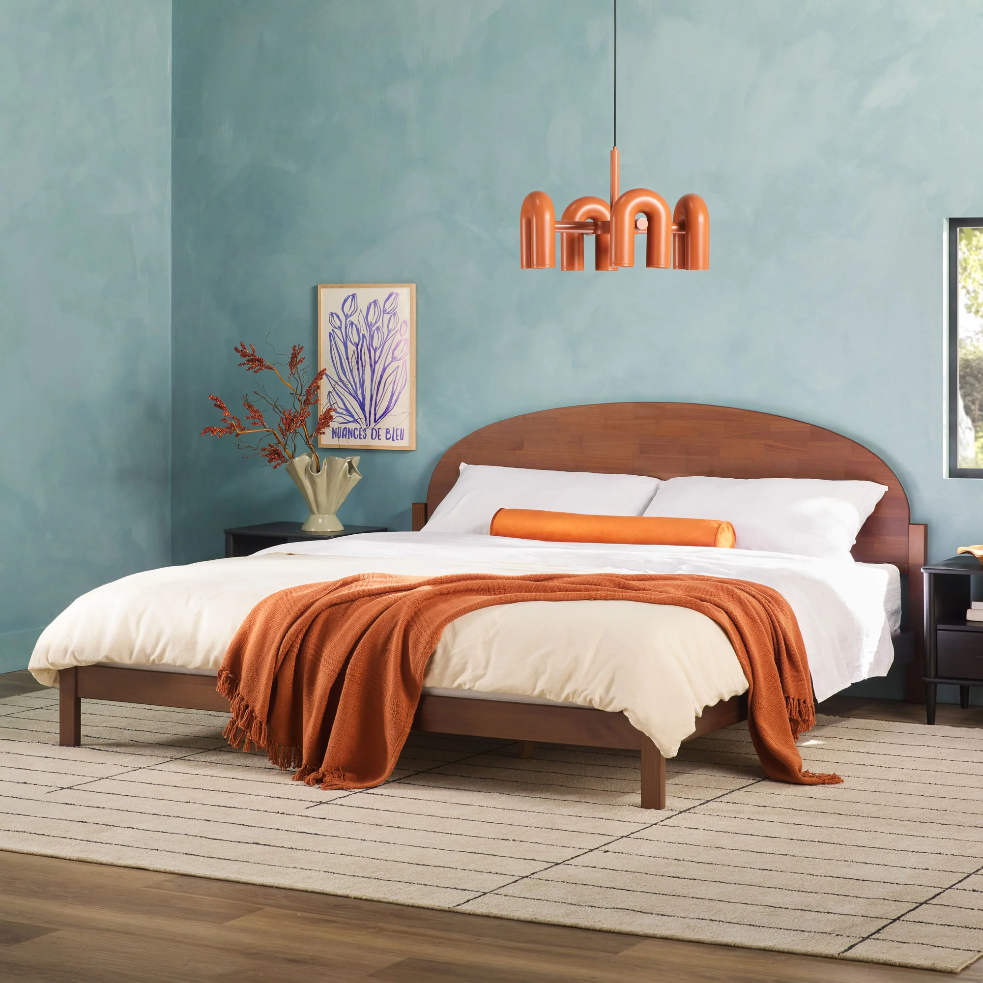 Elias Solid Wood Bed with Arched Headboard - Image 3