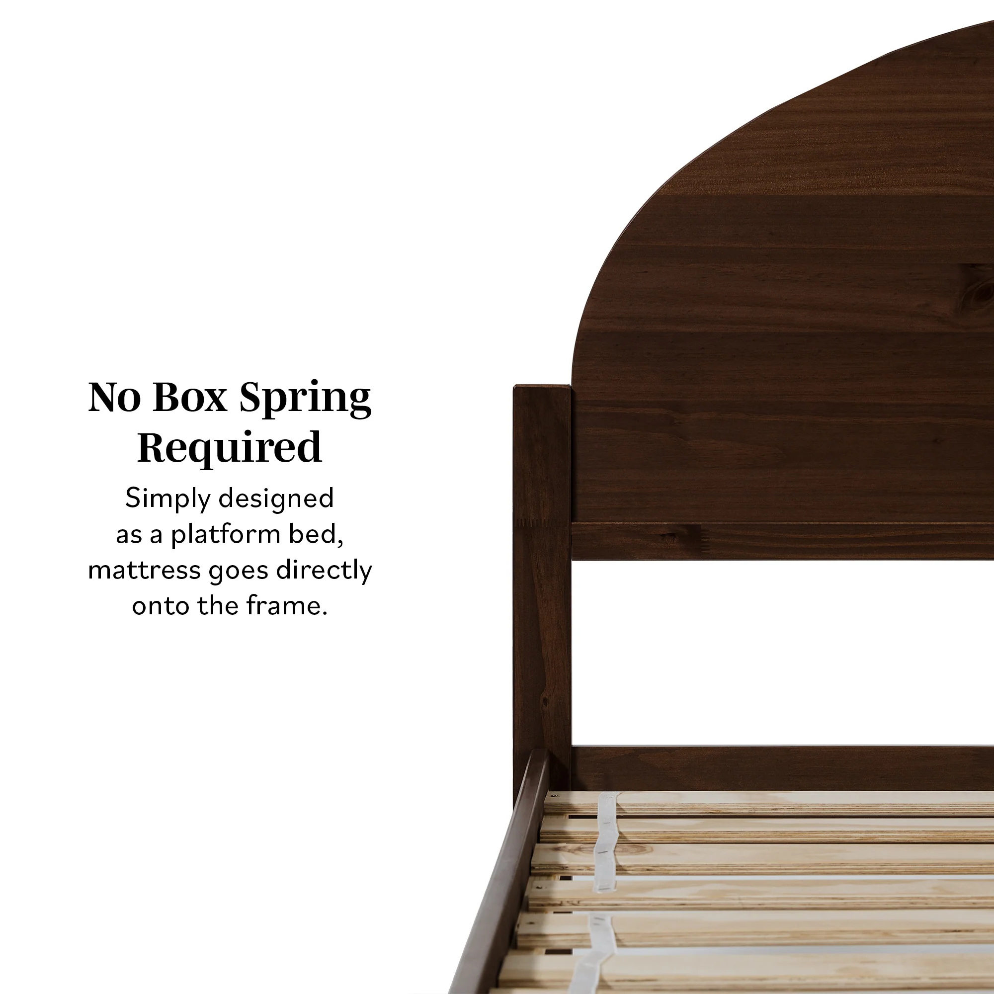 Elias Solid Wood Bed with Arched Headboard - Image 5