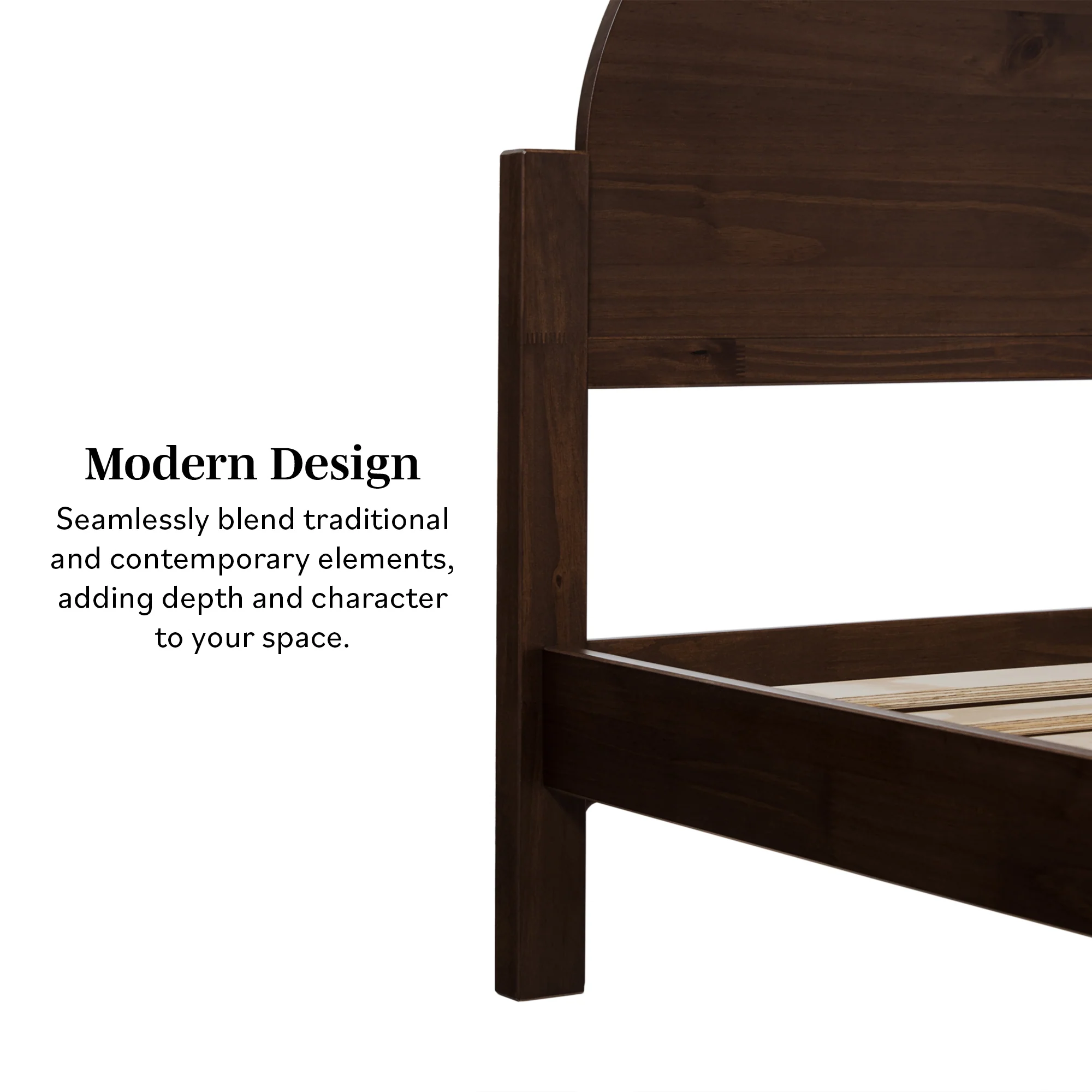 Elias Solid Wood Bed with Arched Headboard - Image 6