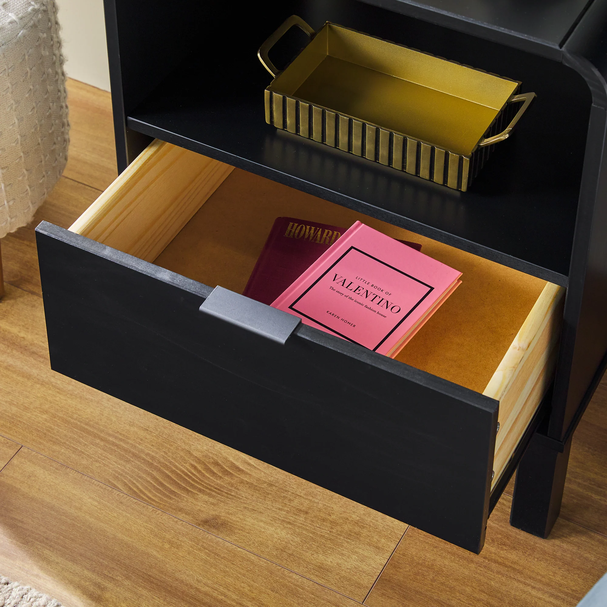 Elias Modern Curved-Frame Solid Wood Nightstand - Image 18