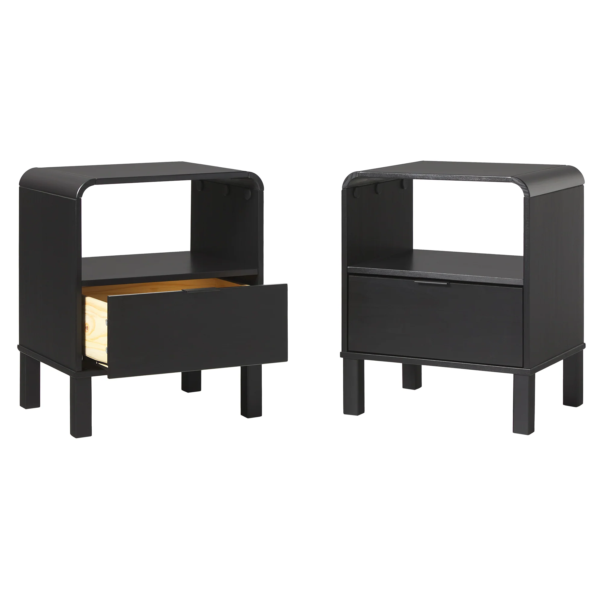 Elias Modern Curved-Frame Solid Wood Nightstand - Image 26