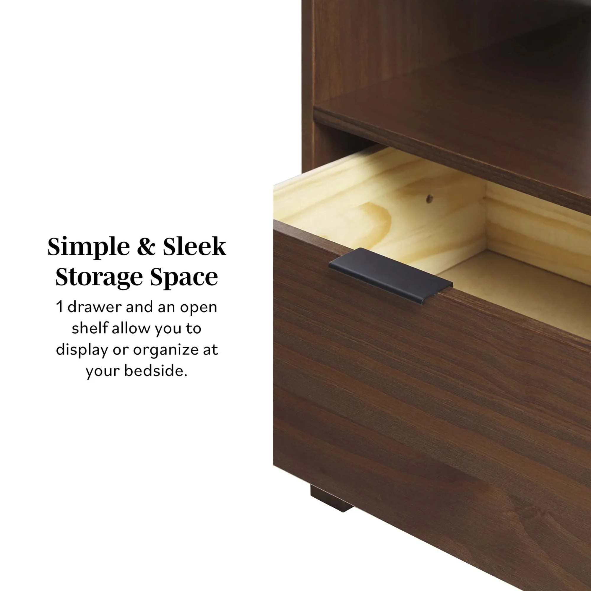 Elias Modern Curved-Frame Solid Wood Nightstand - Image 4