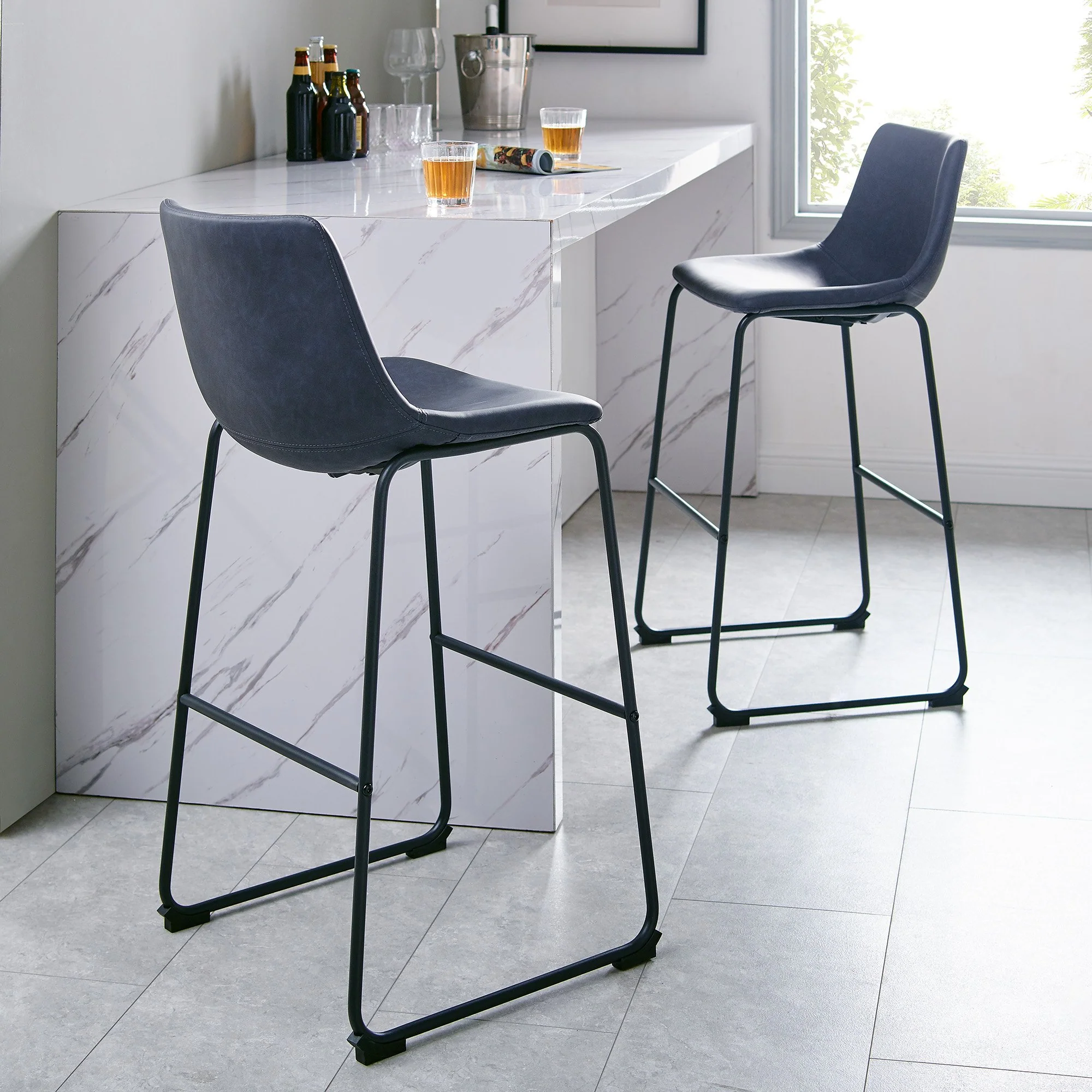 Faux Leather 2-Piece Bar Stools - Image 11