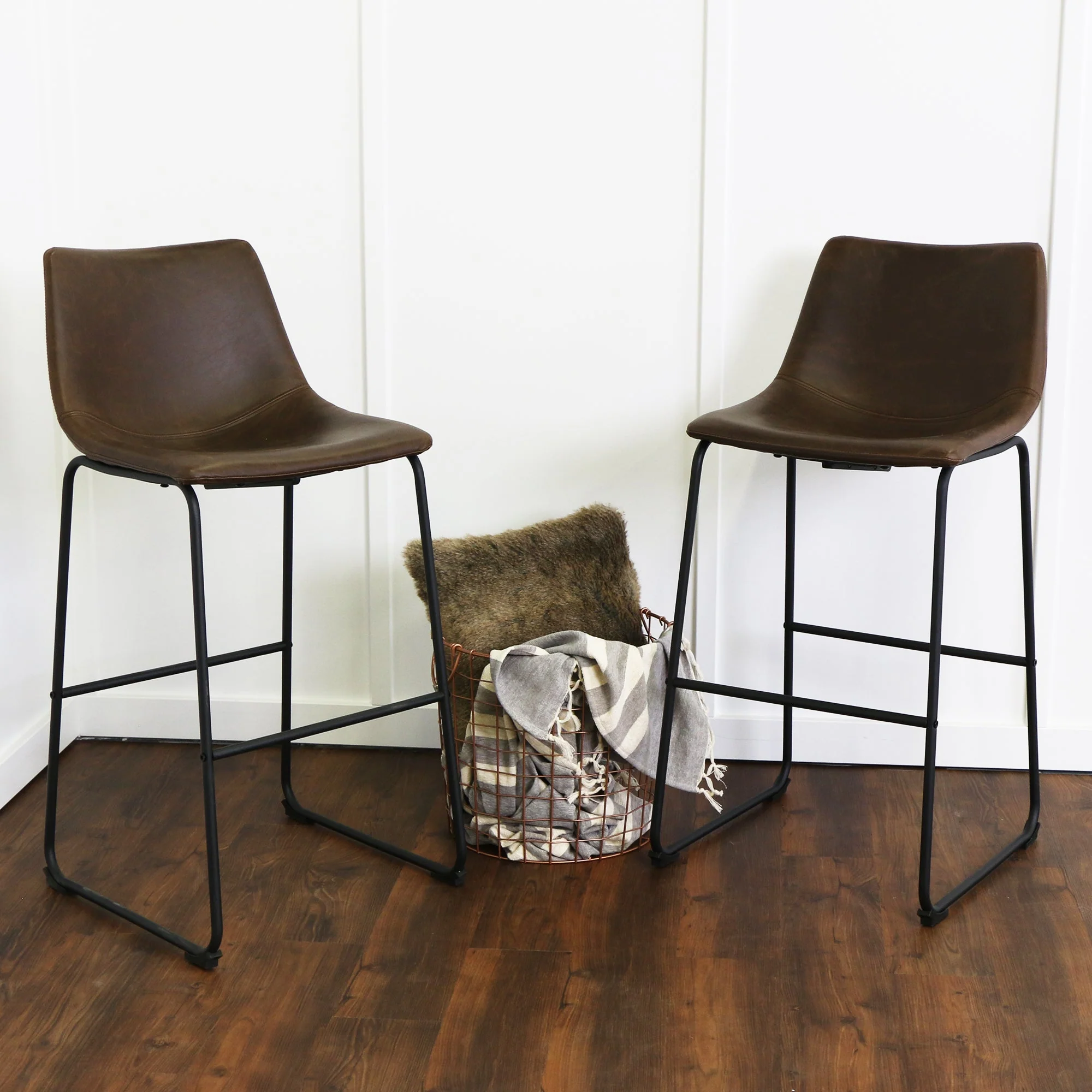 Faux Leather 2-Piece Bar Stools - Image 4