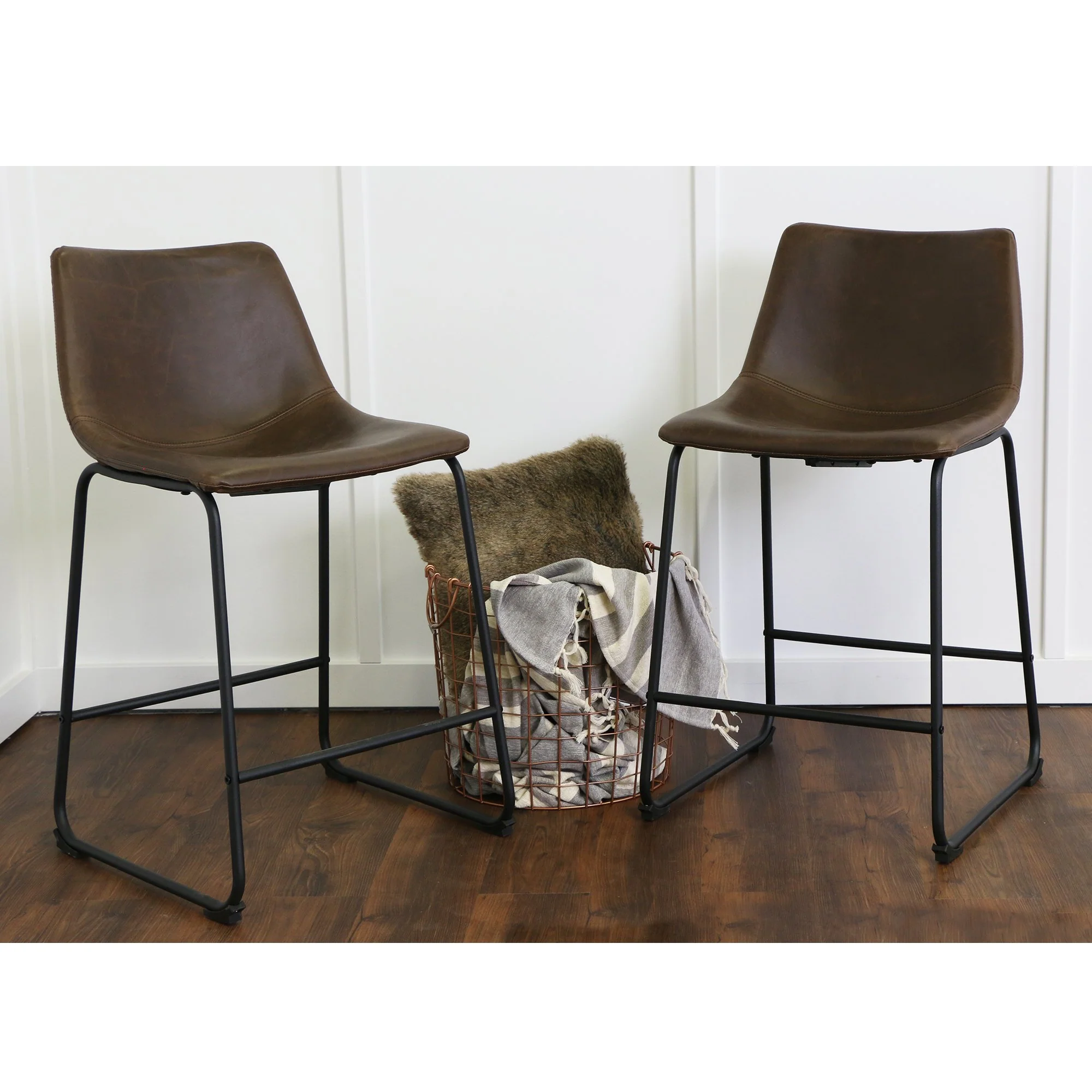 Faux Leather Counter Stools Set of 2 - Image 21