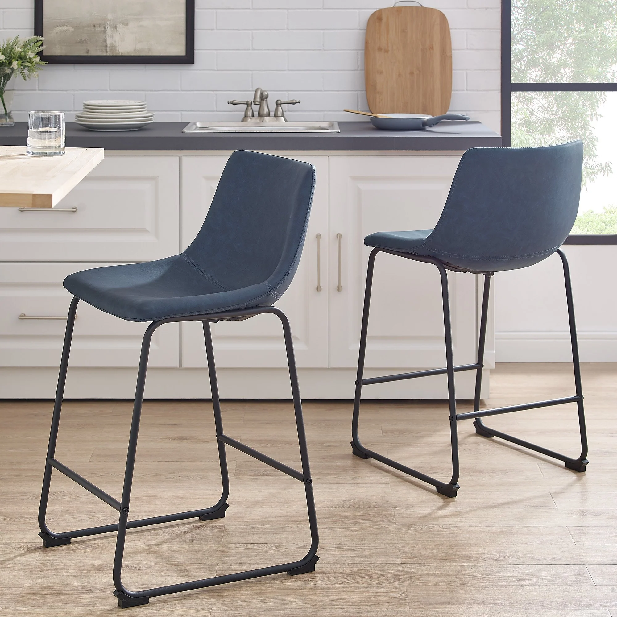 Faux Leather Counter Stools Set of 2 - Image 25