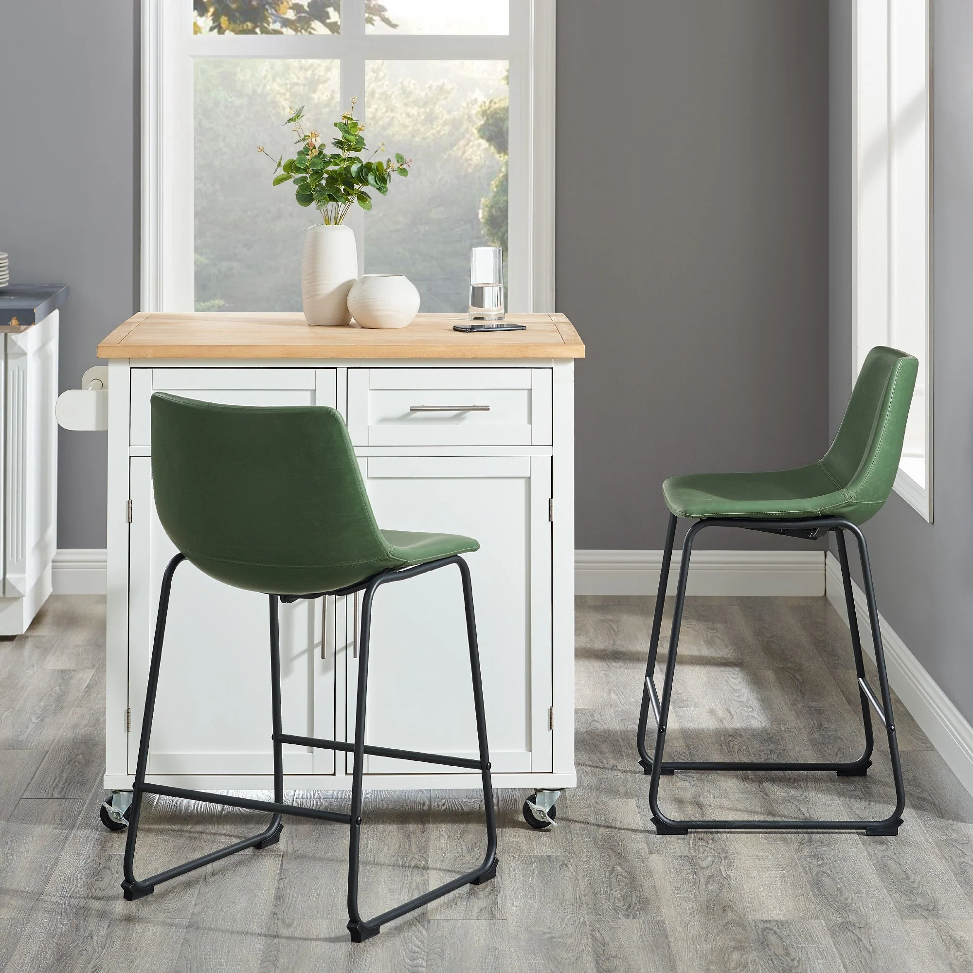 Faux Leather Counter Stools Set of 2 - Image 27