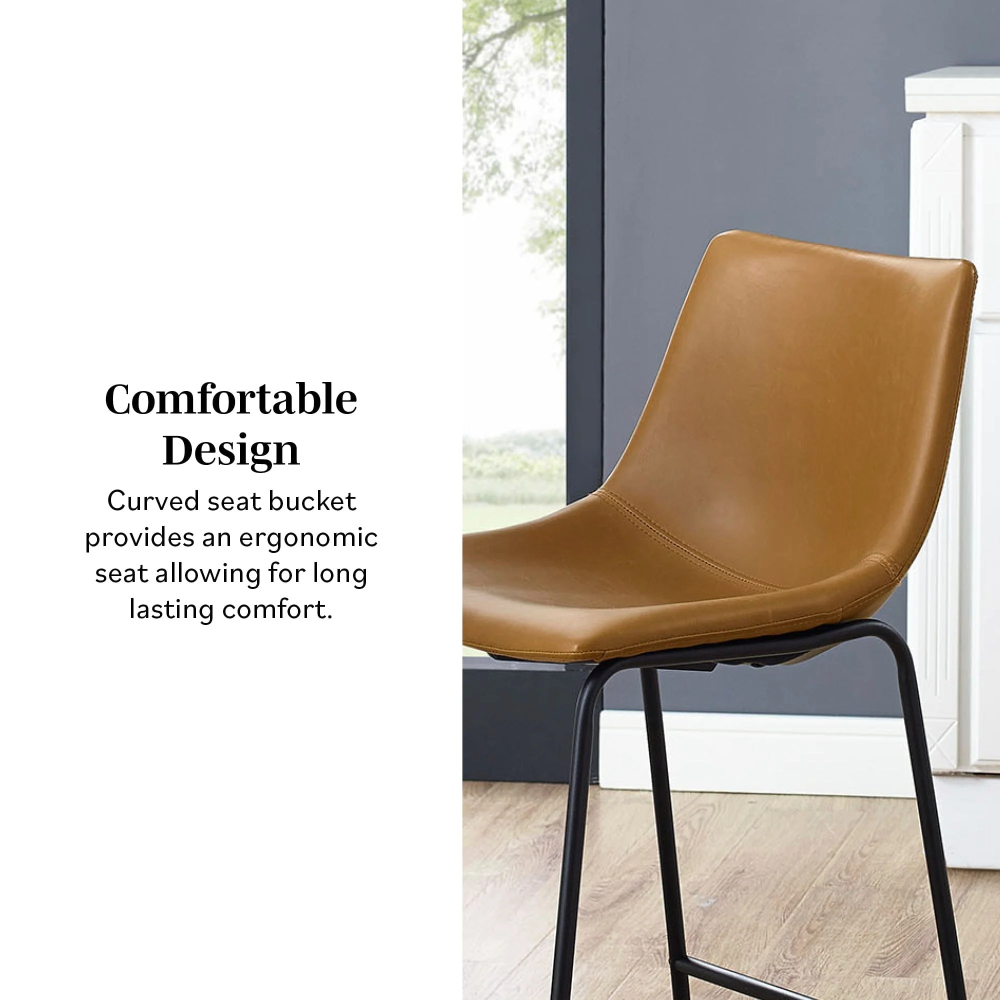 Faux Leather Counter Stools Set of 2 - Image 8