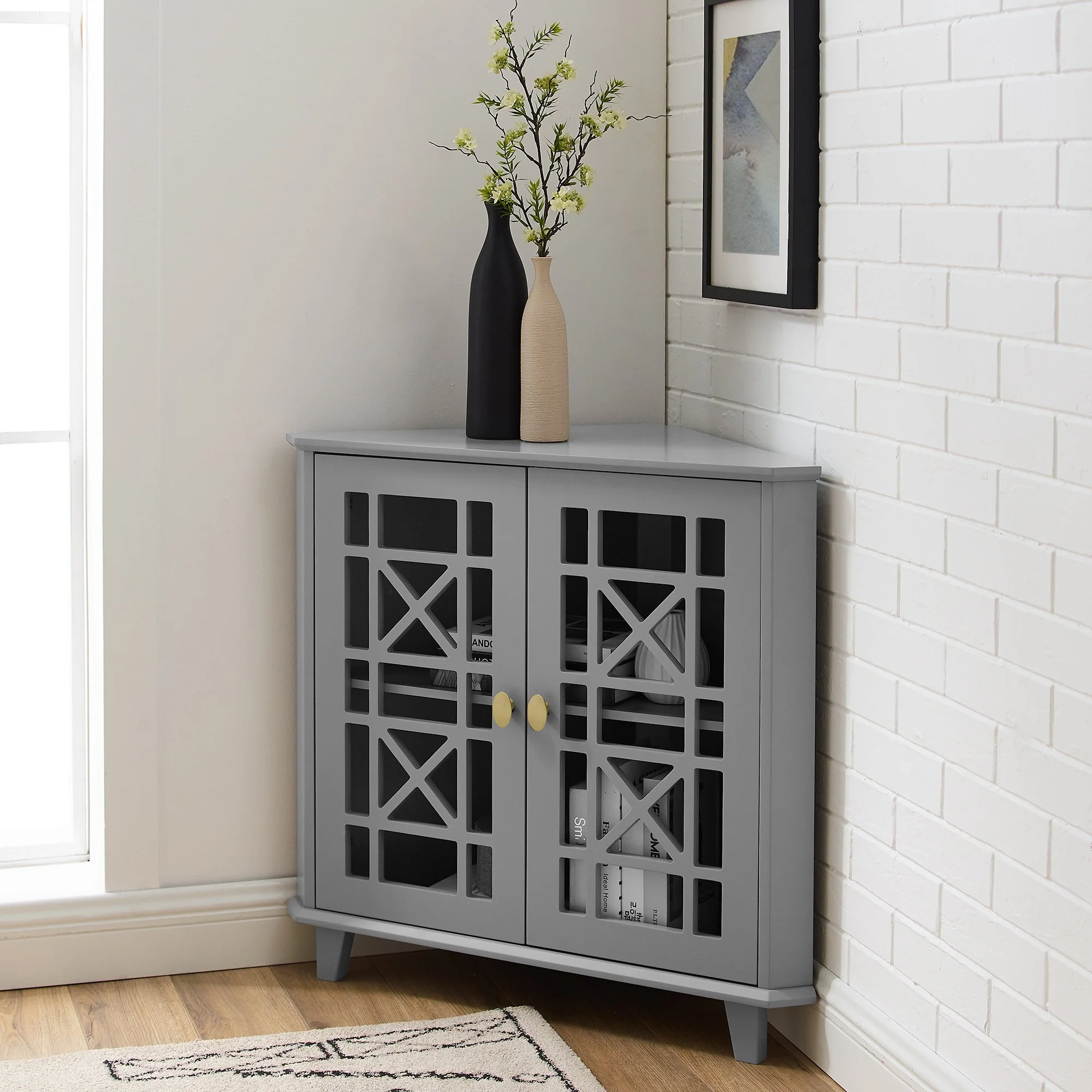 Gwen Fretwork Corner Accent Cabinet - Image 7