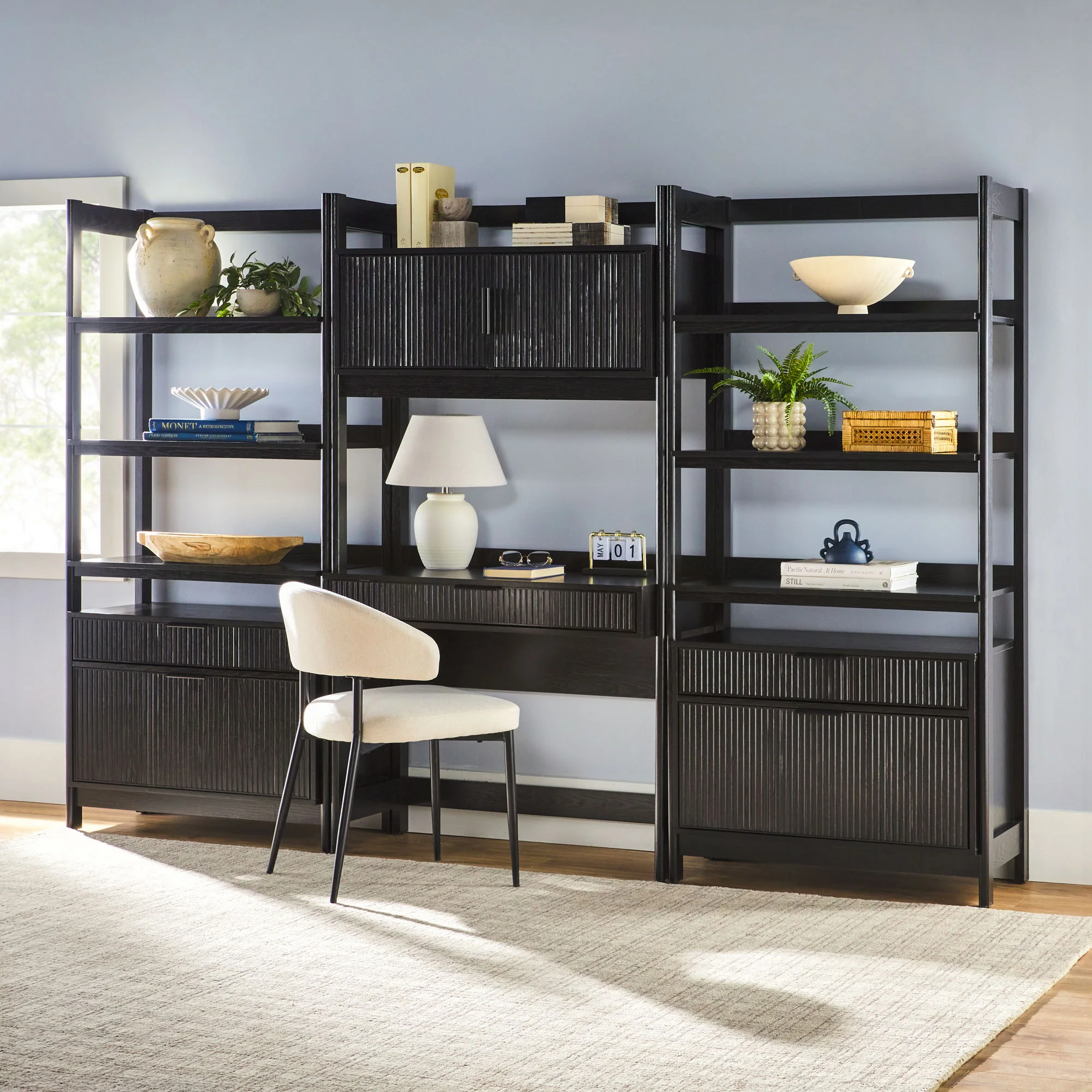 Holmes Modern Scandinavian Reeded Wide Bookshelf - Image 17