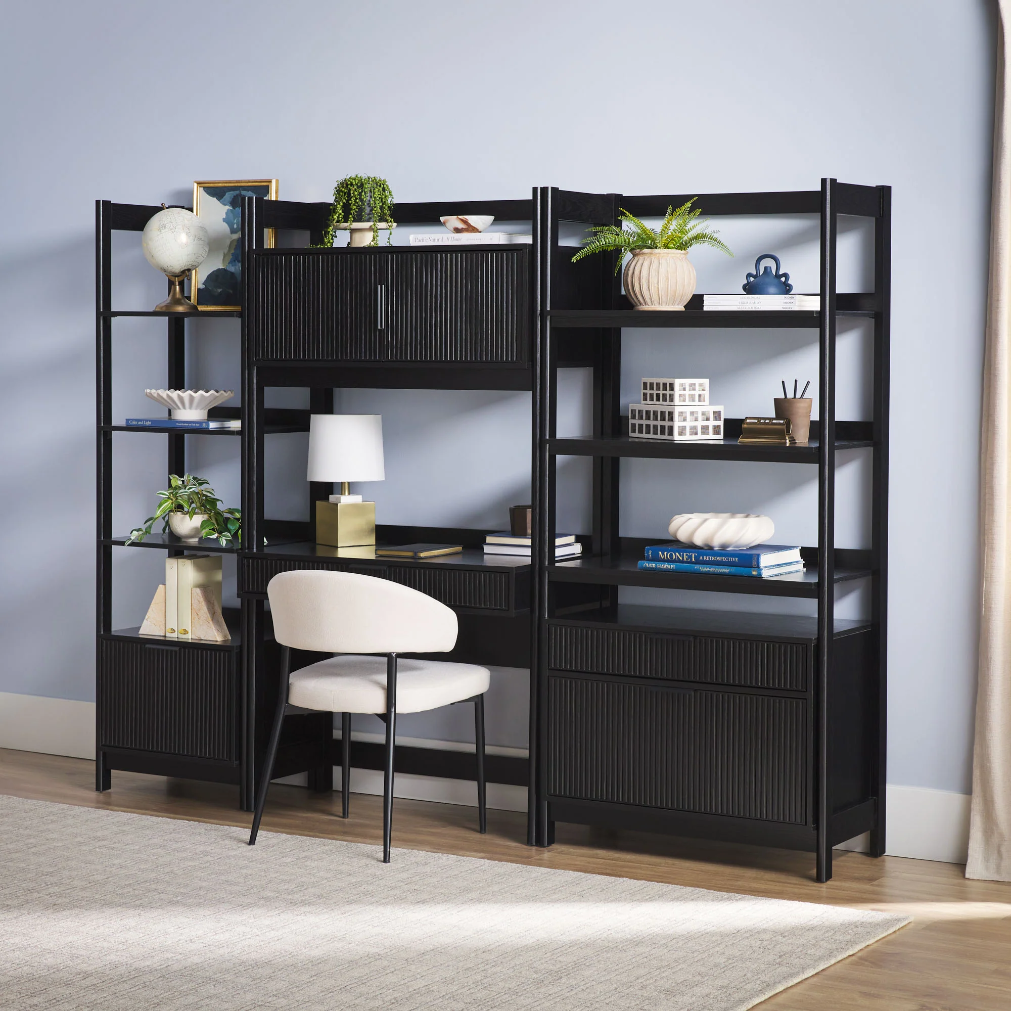 Holmes Modern Scandinavian Reeded Wide Bookshelf - Image 18