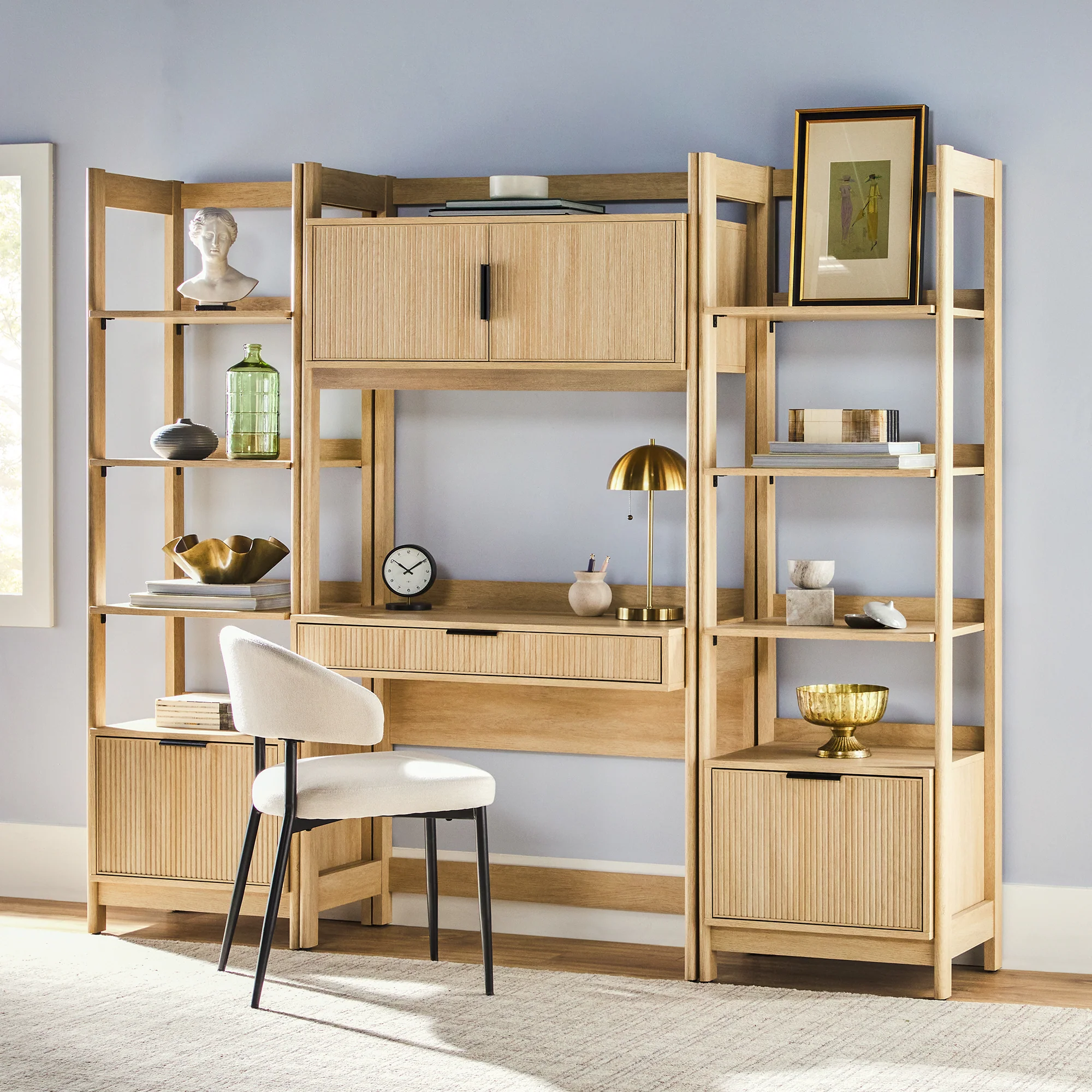 Holmes Modern Scandinavian Reeded Writing Storage Desk with USB - Image 12