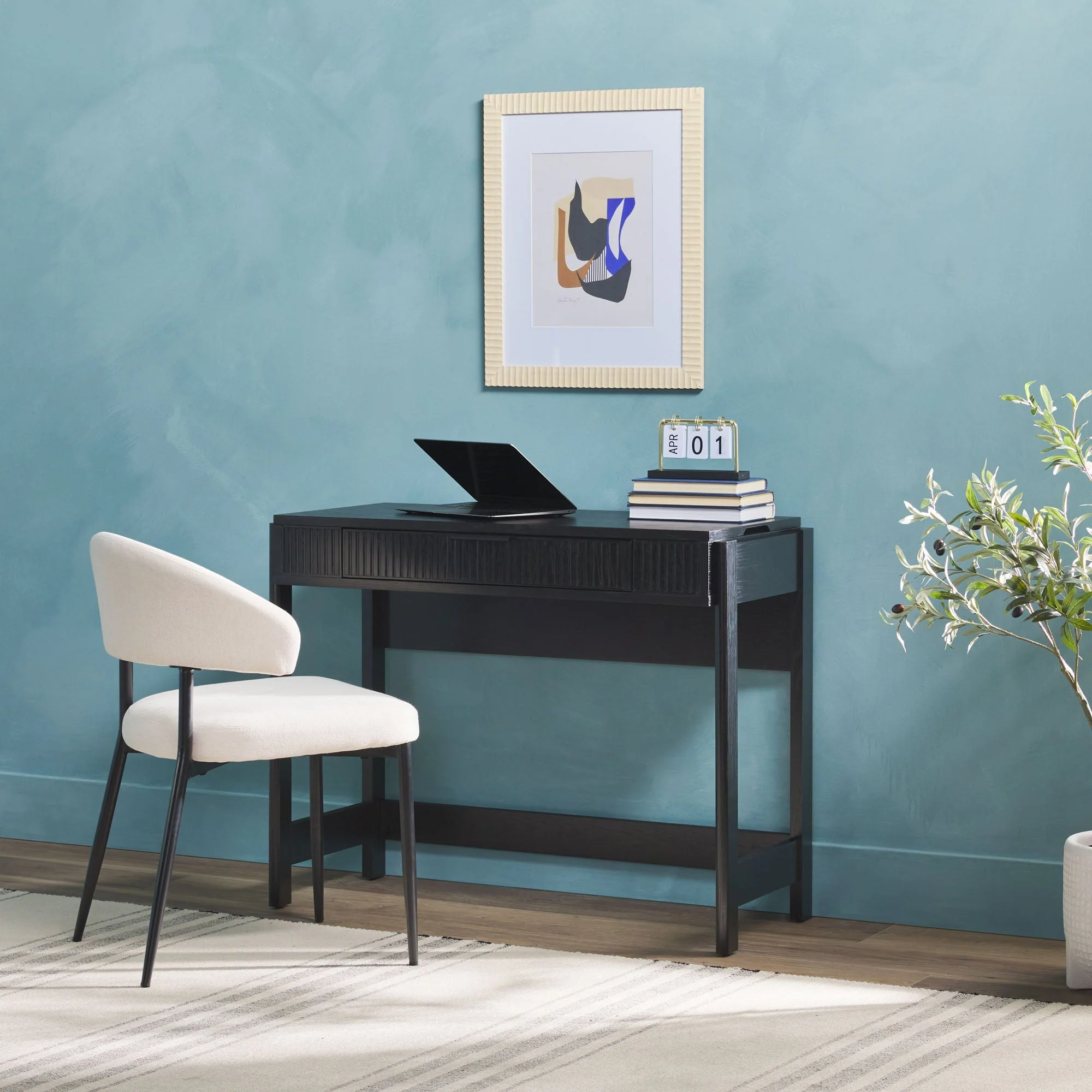 Holmes Modern Scandinavian Reeded Writing Standing Desk - Image 7