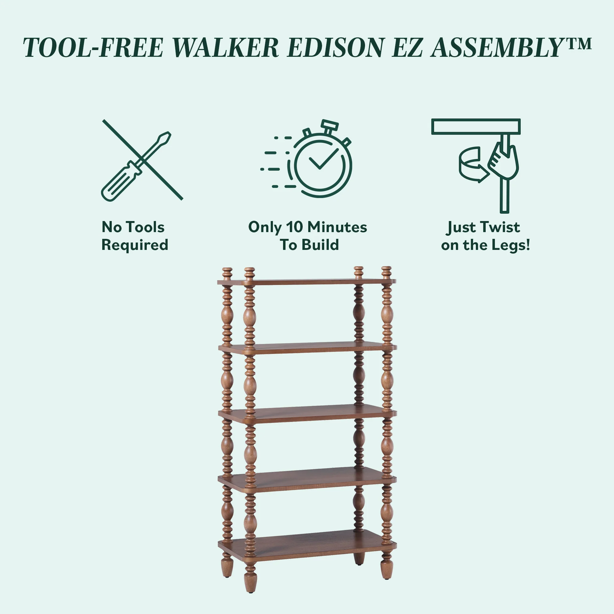 Traditional Vivienne Easy Assembly Solid Wood Short Bookshelf - Image 7