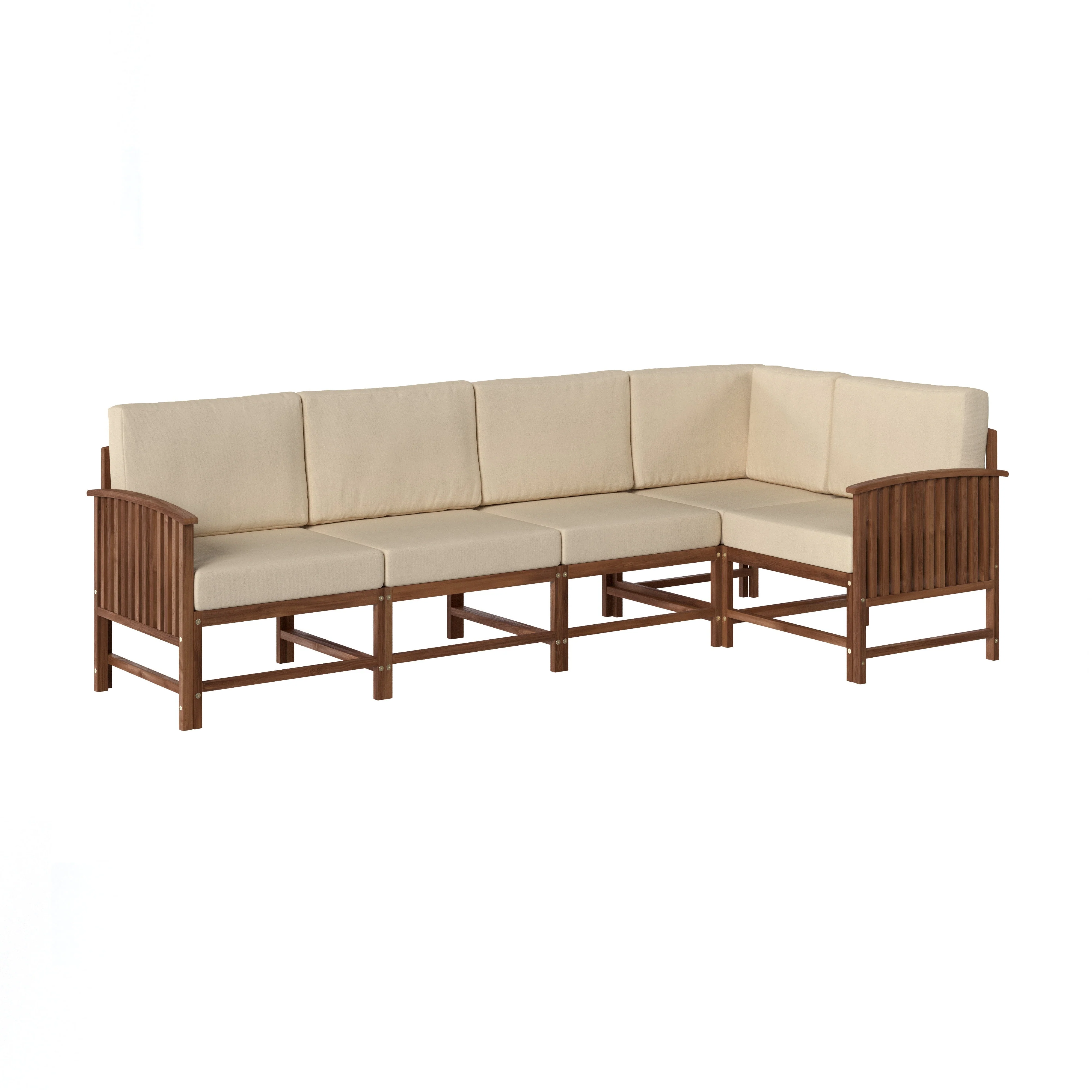 Midland Modern Solid Wood 5-Piece Outdoor Sectional Set - Image 10