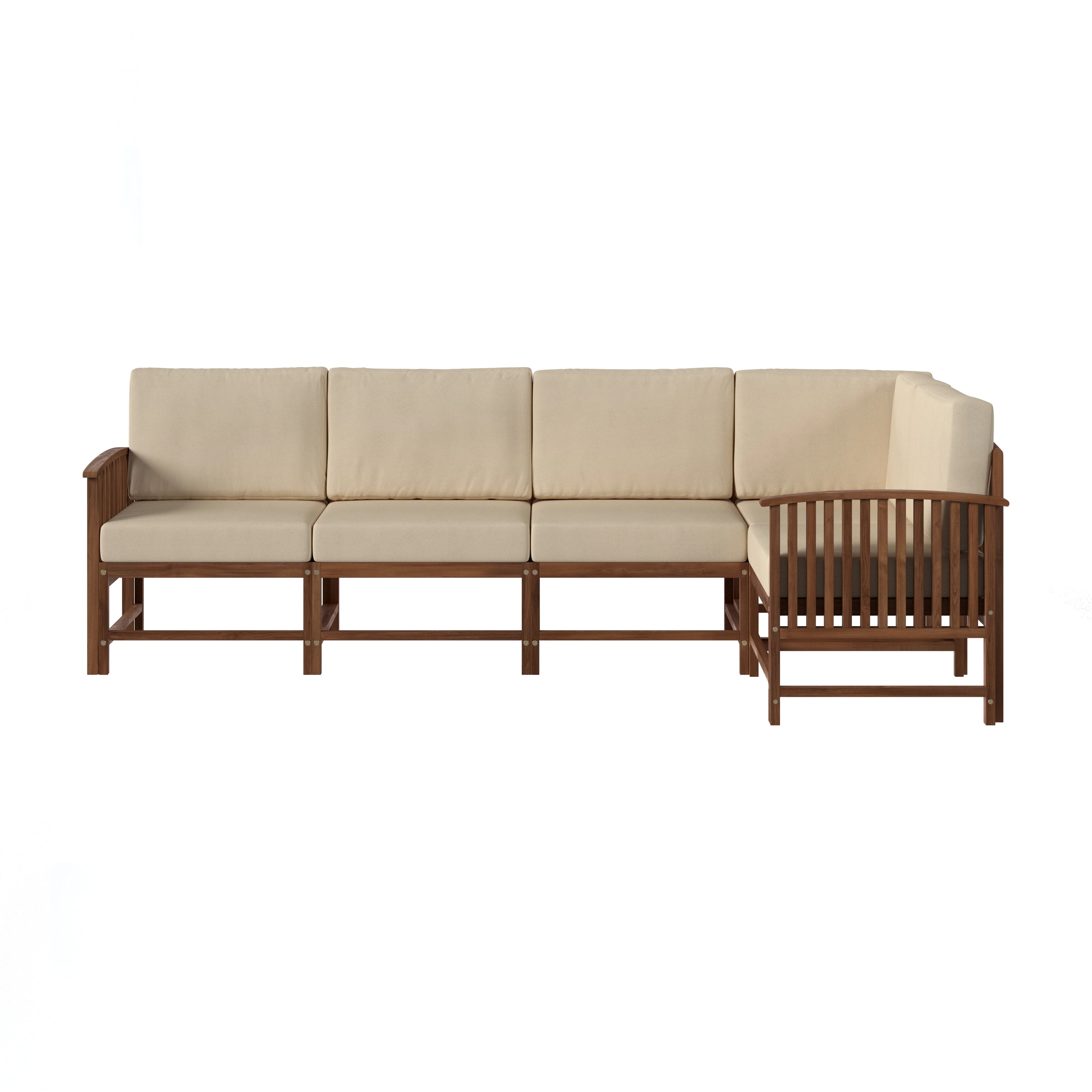 Midland Modern Solid Wood 5-Piece Outdoor Sectional Set - Image 11