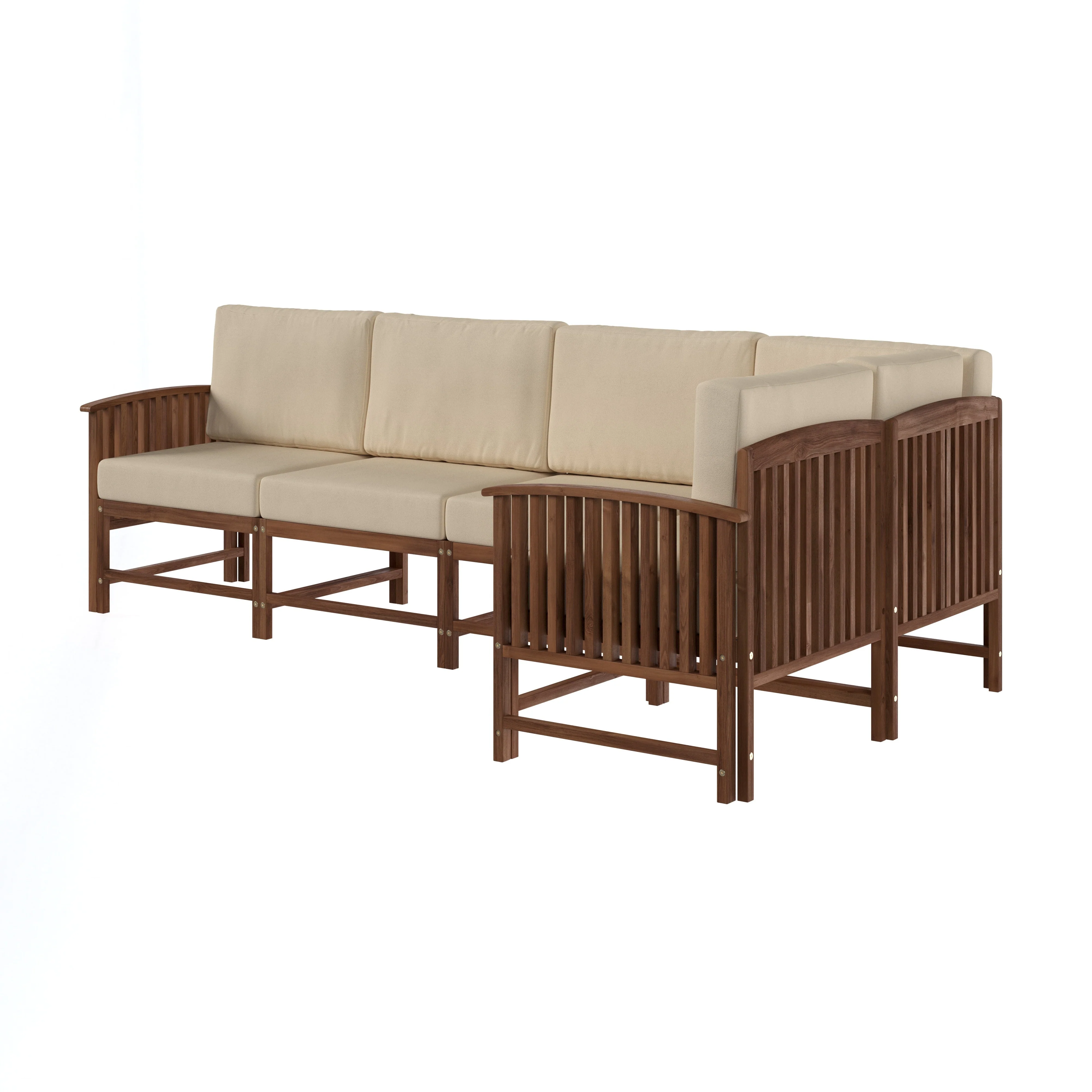 Midland Modern Solid Wood 5-Piece Outdoor Sectional Set - Image 12