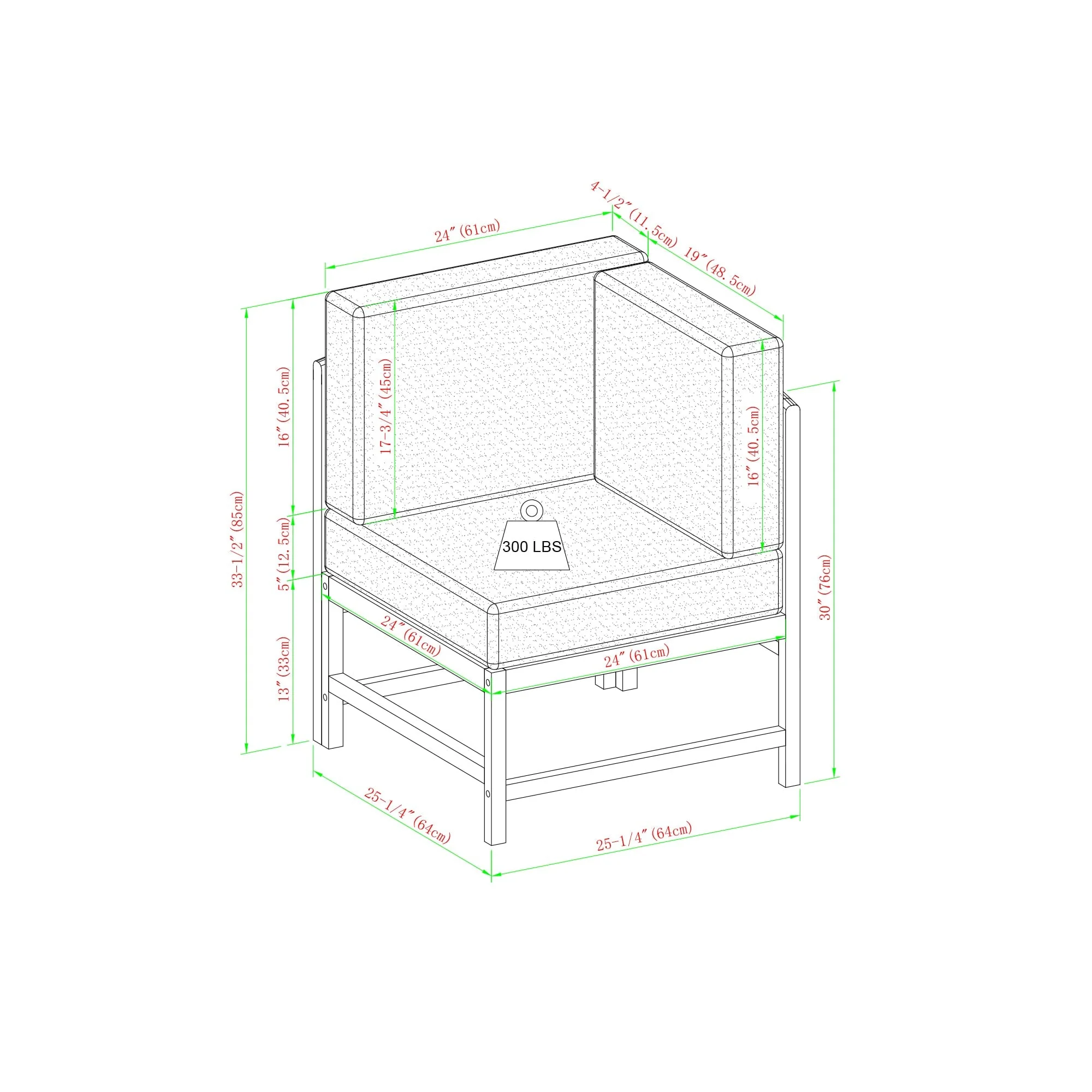 Midland Modern Solid Wood 5-Piece Outdoor Sectional Set - Image 18