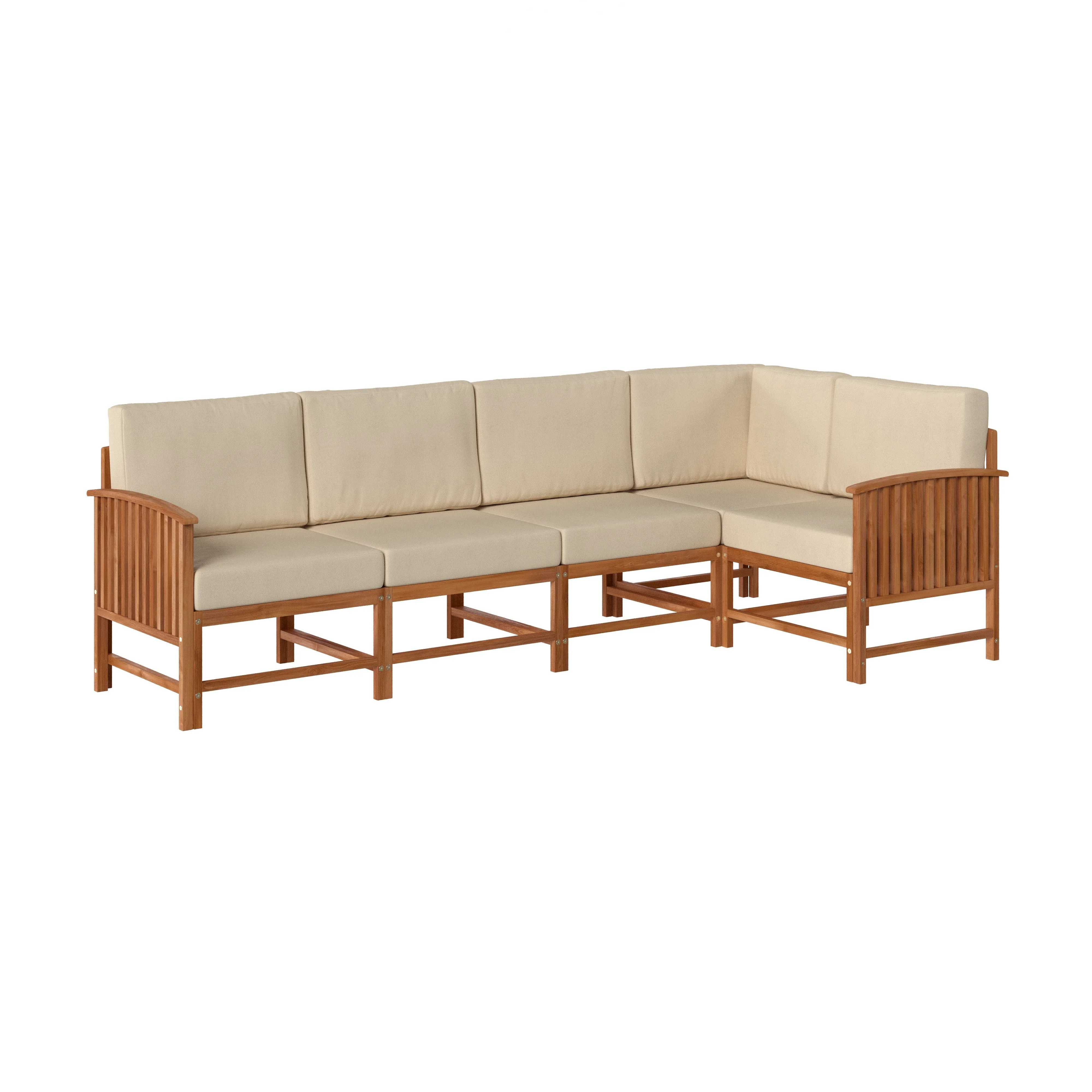 Midland Modern Solid Wood 5-Piece Outdoor Sectional Set - Image 3