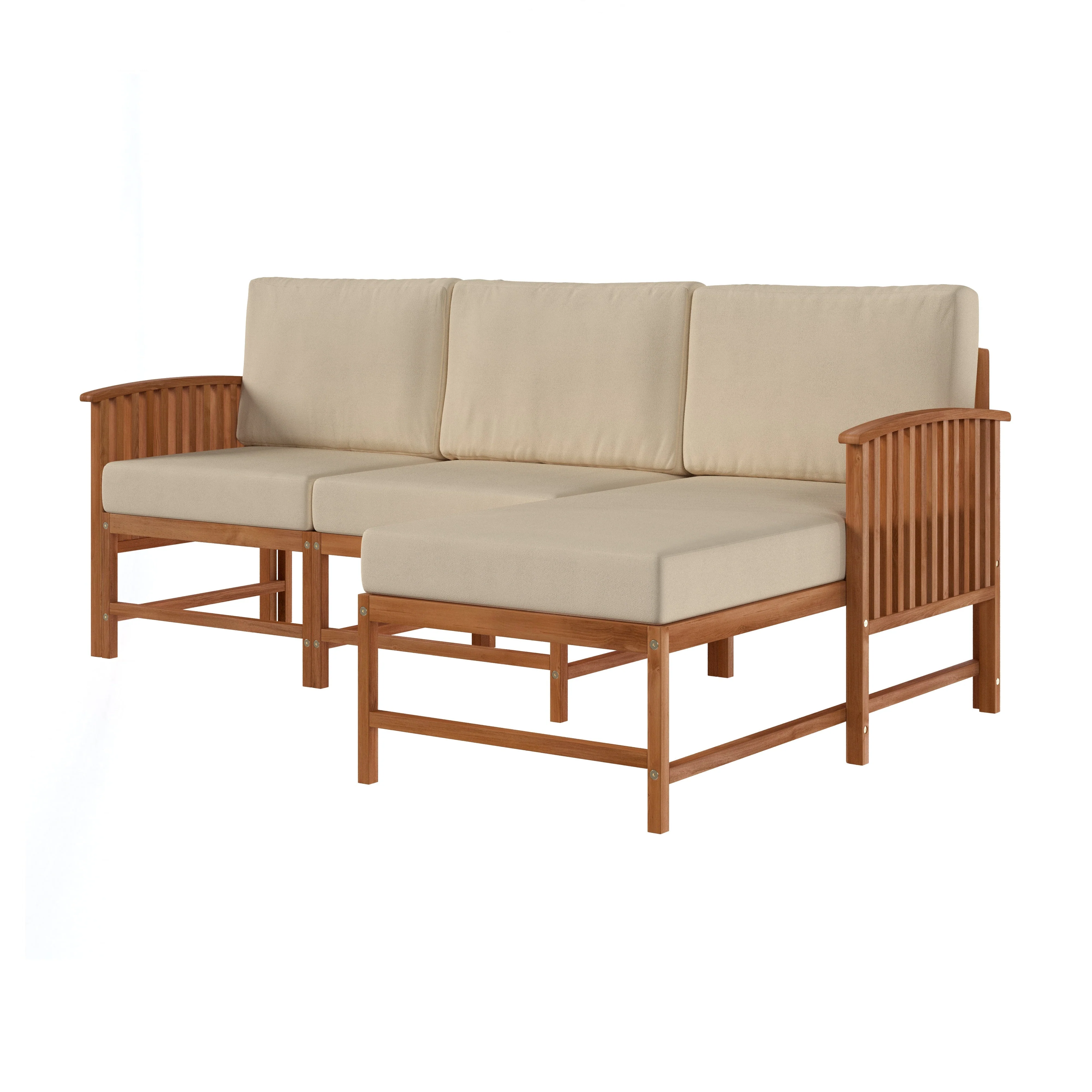 Midland Modern Solid Wood 3-Piece Outdoor Sectional Set - Image 5